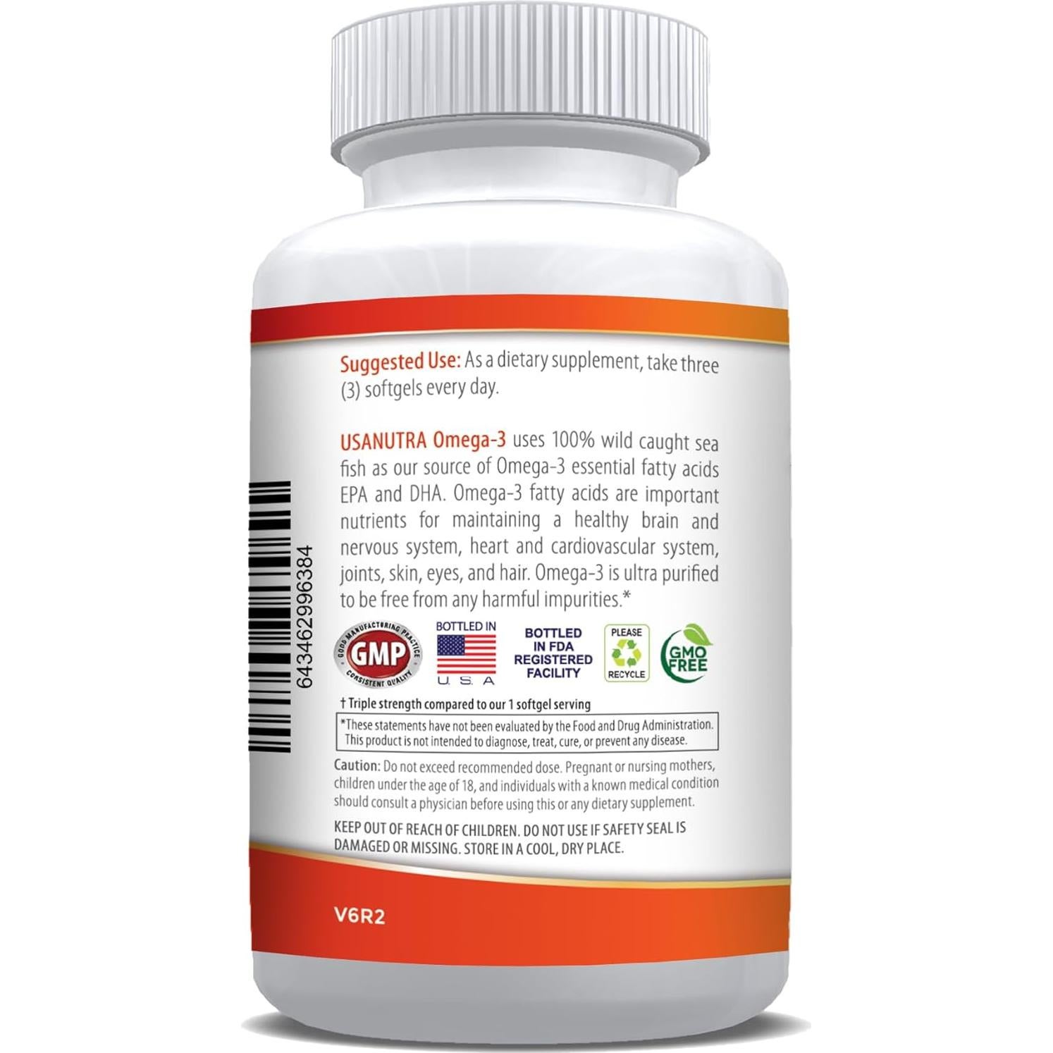 Suplemento Omega 3 Aceite de Pescado USANUTRA 3600mg 120 Cápsulas