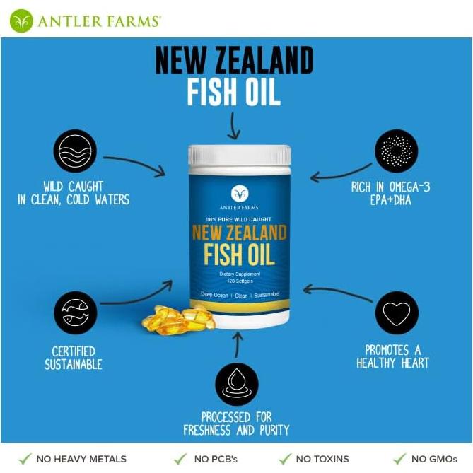 Aceite de Pescado Antler Farms 100% Puro Omega-3 120 Cápsulas