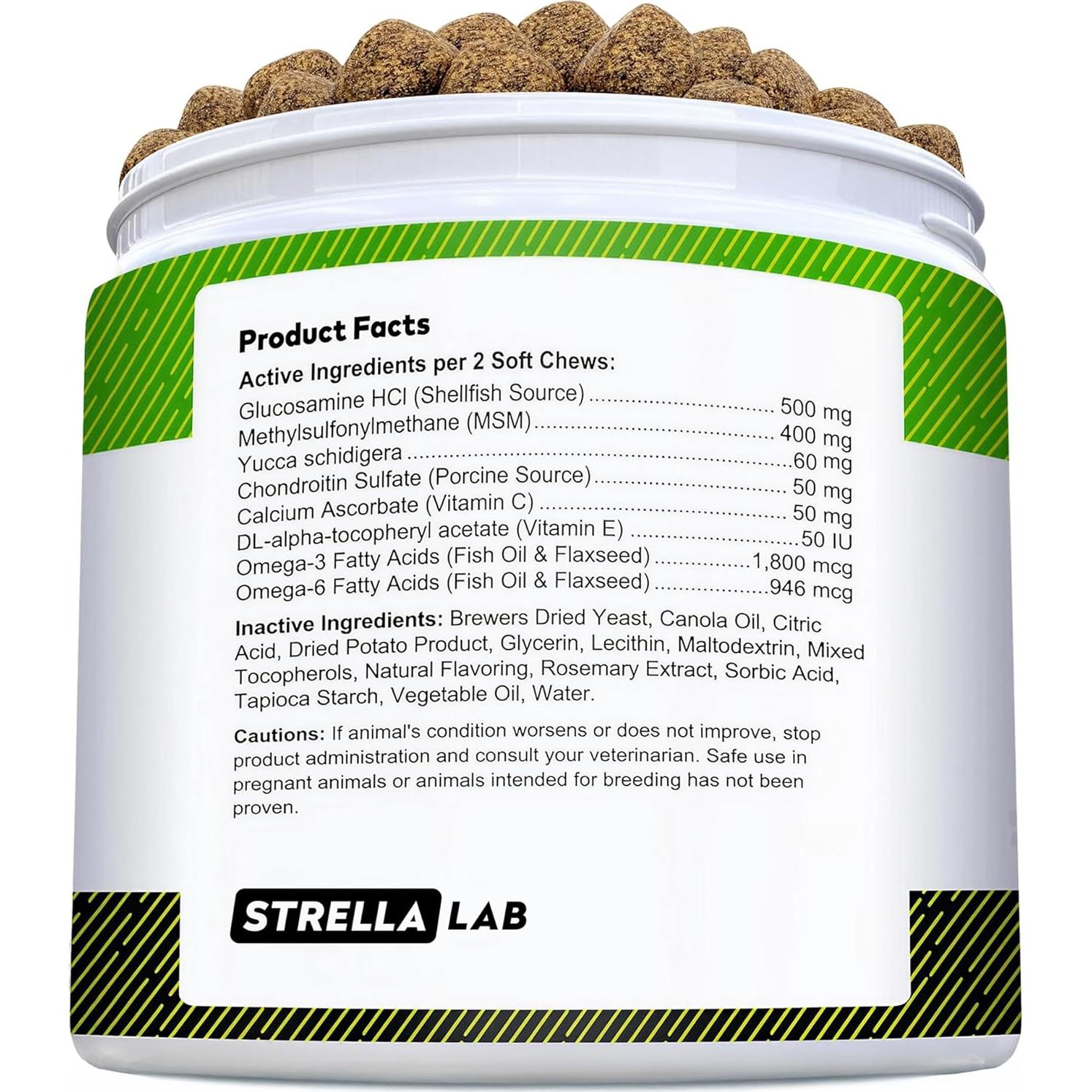 Galletas de Glucosamina para Perros STRELLALAB 120 Ct - Sabor Tocino
