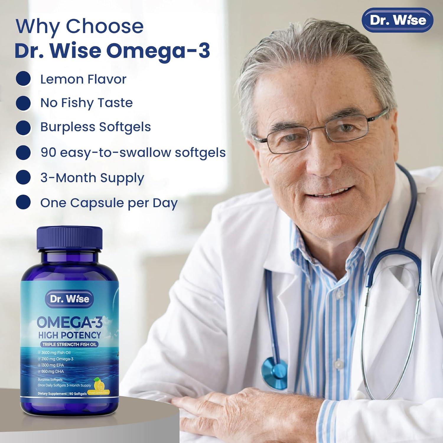 Aceite de Pescado Omega 3 Dr. Wise 3600mg 90 Cápsulas Blandas