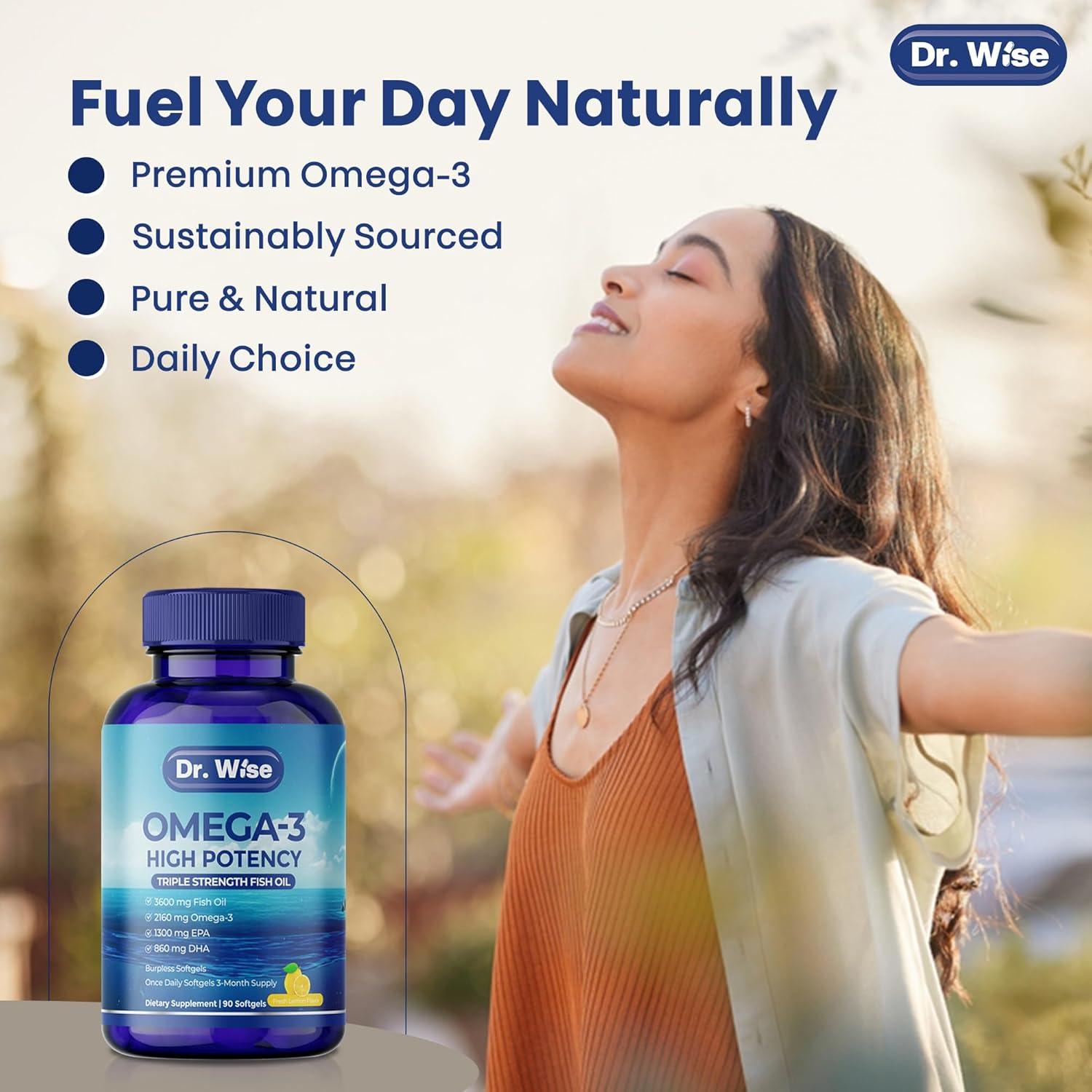 Aceite de Pescado Omega 3 Dr. Wise 3600mg 90 Cápsulas Blandas