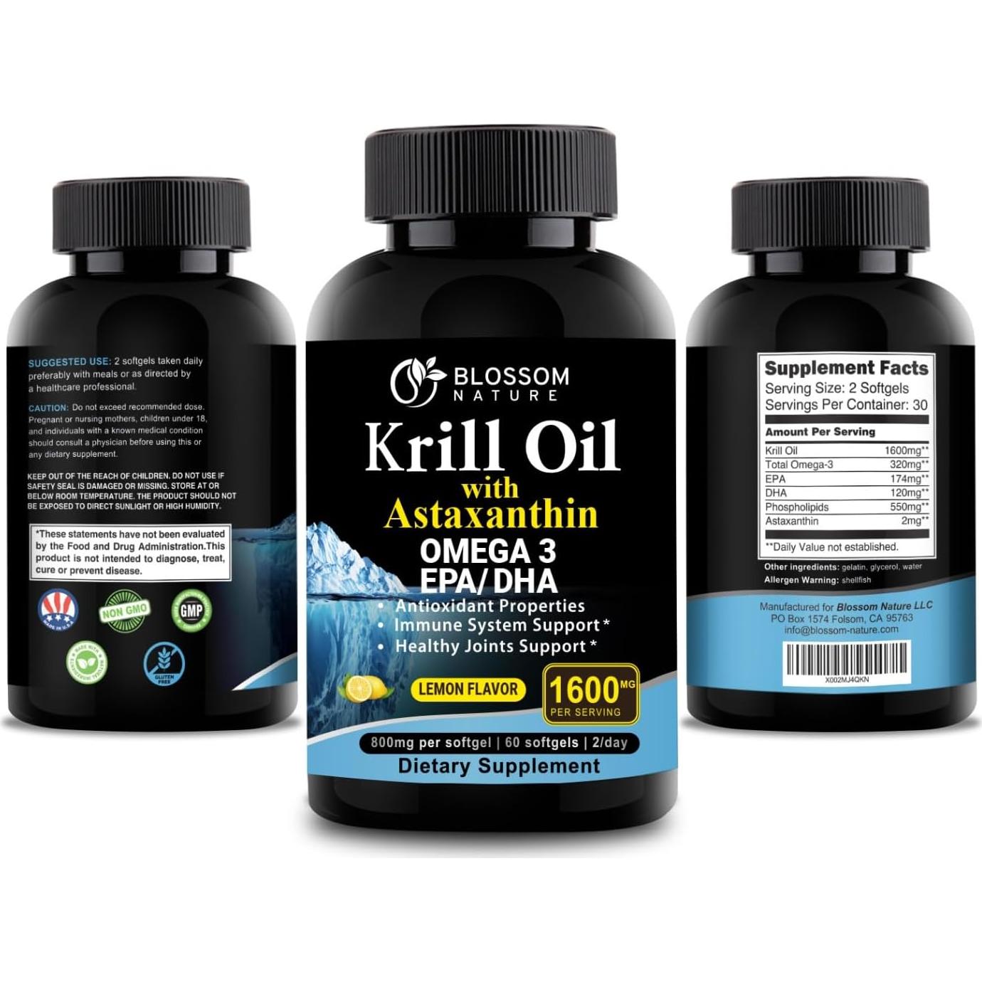 Aceite de Kril Antártico Blossom Nature 1600mg 60 Softgels