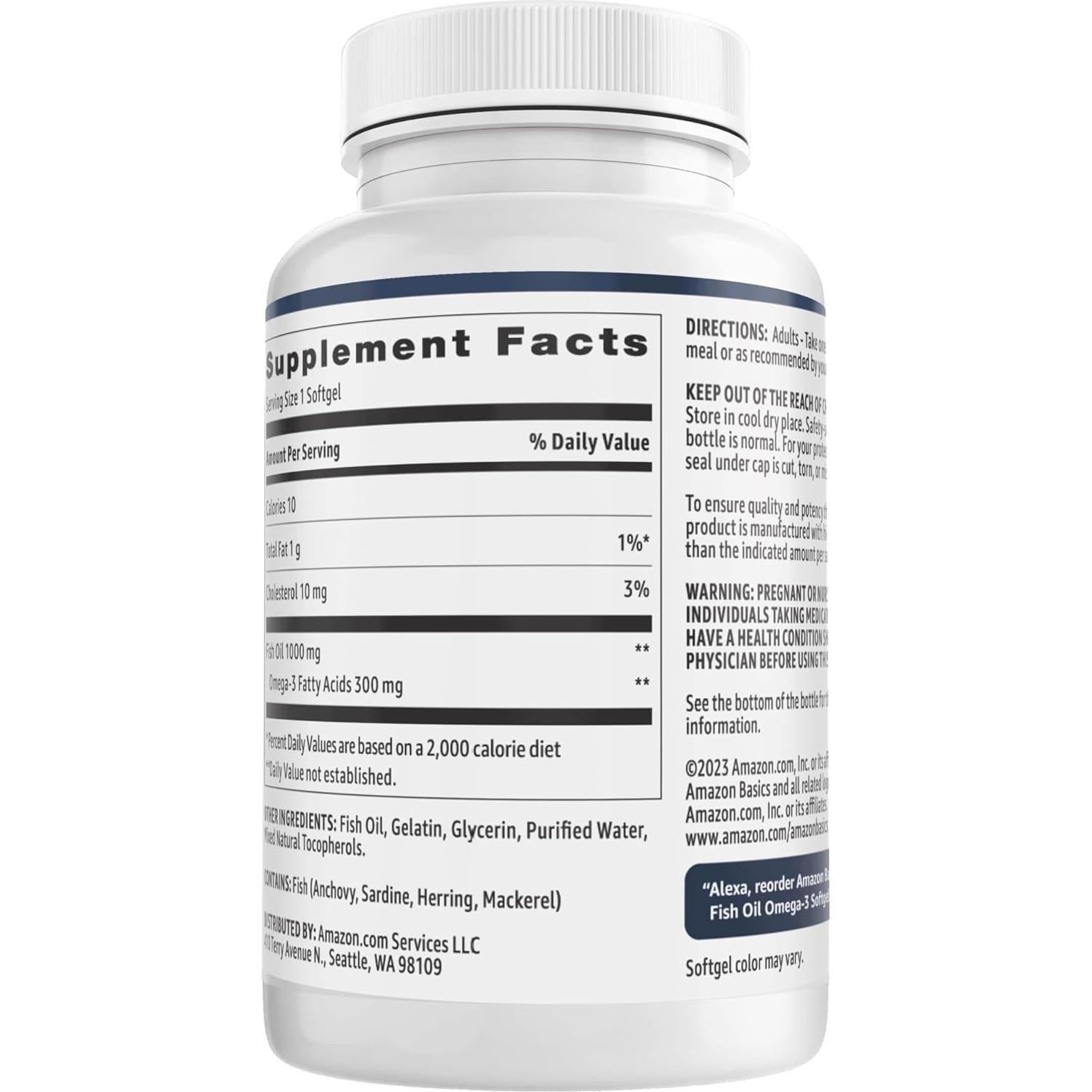 Aceite de Pescado Omega 3 Amazon Basics 1000 mg 90 Cápsulas