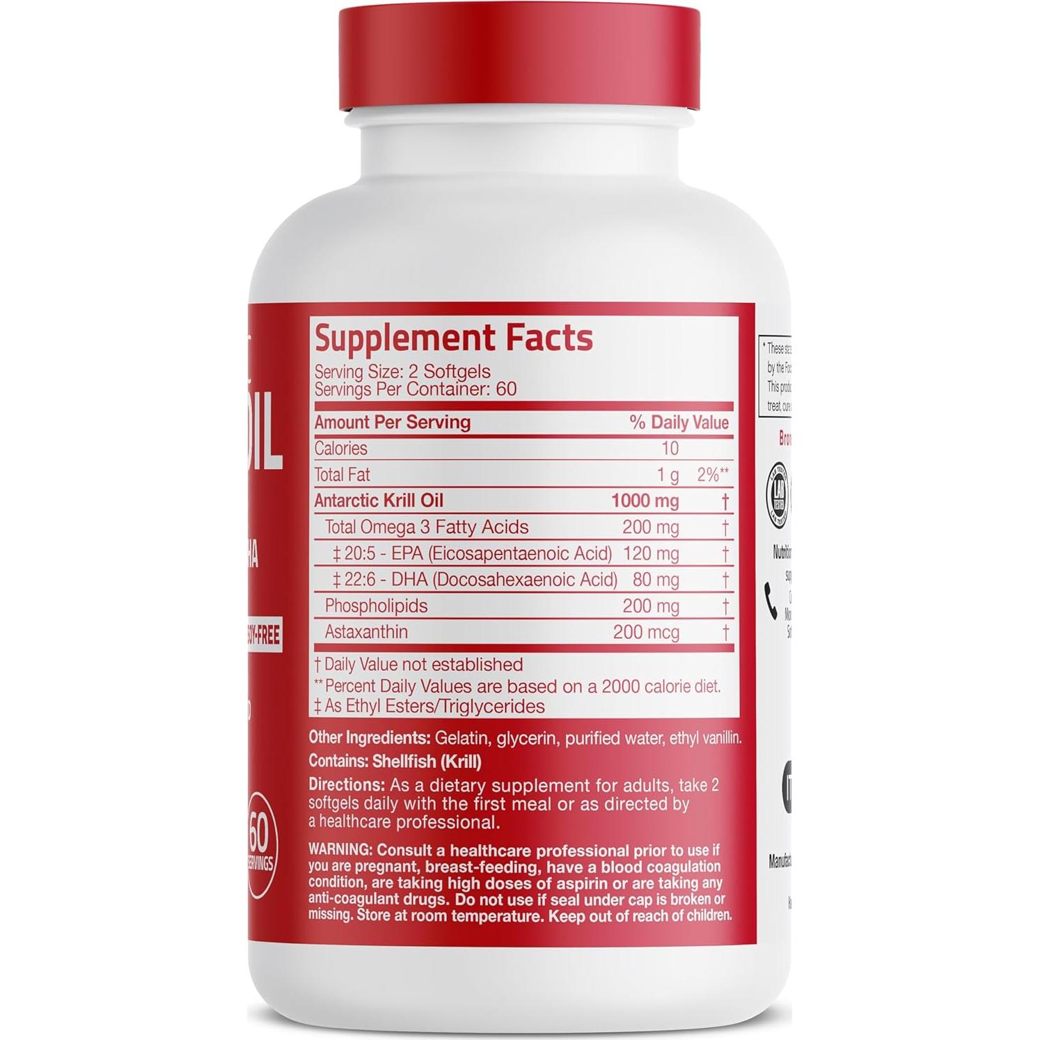 Aceite de Kril Antártico Bronson 1000 mg 120 Cápsulas Blandas