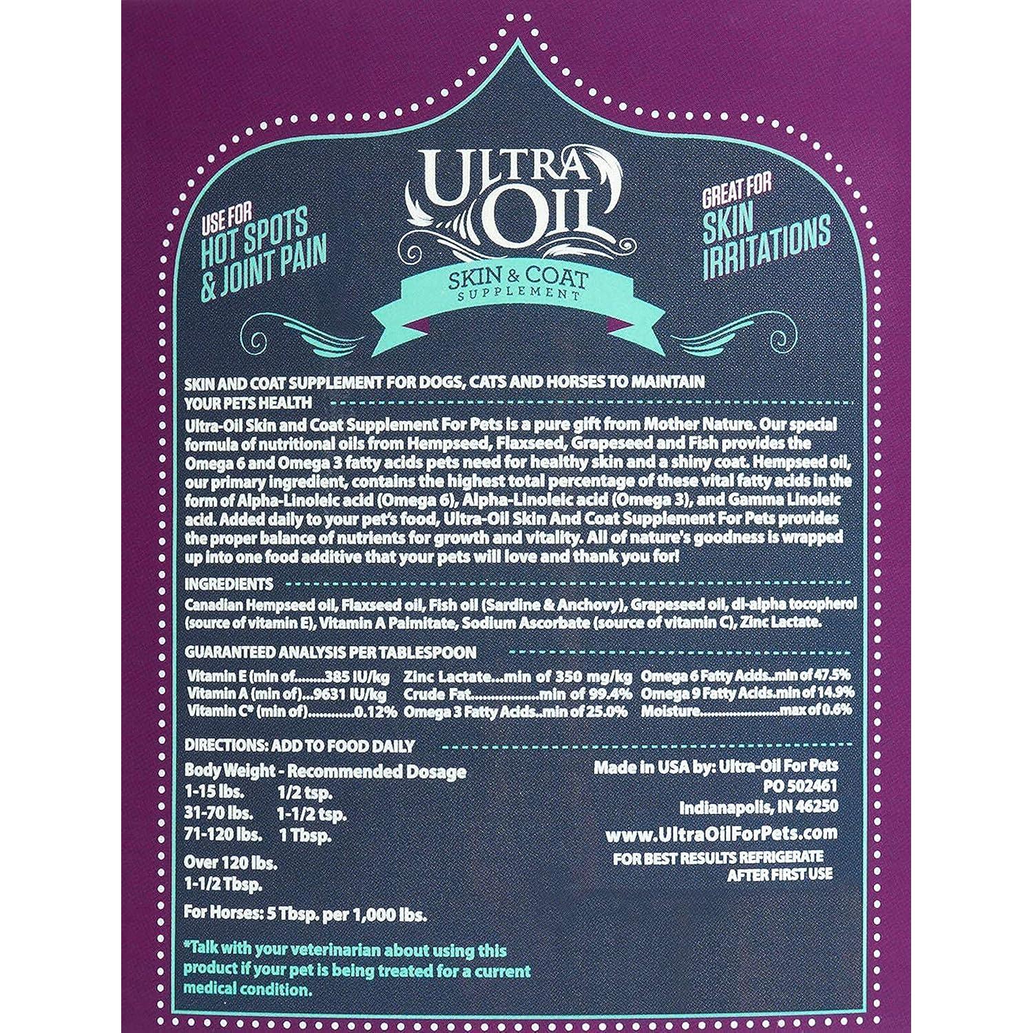 Suplemento Ultra Oil para Perros y Gatos 32oz - Piel y Pelaje Saludable