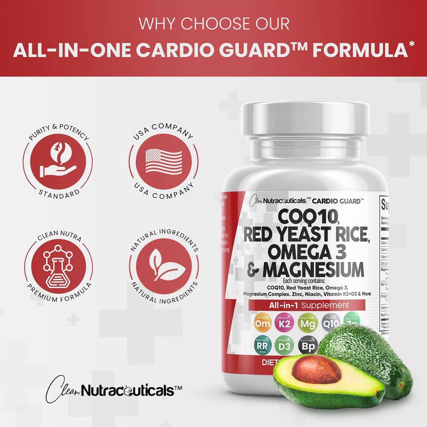 Suplemento Clean Nutraceuticals COQ10 200mg Omega 3 60 Cápsulas