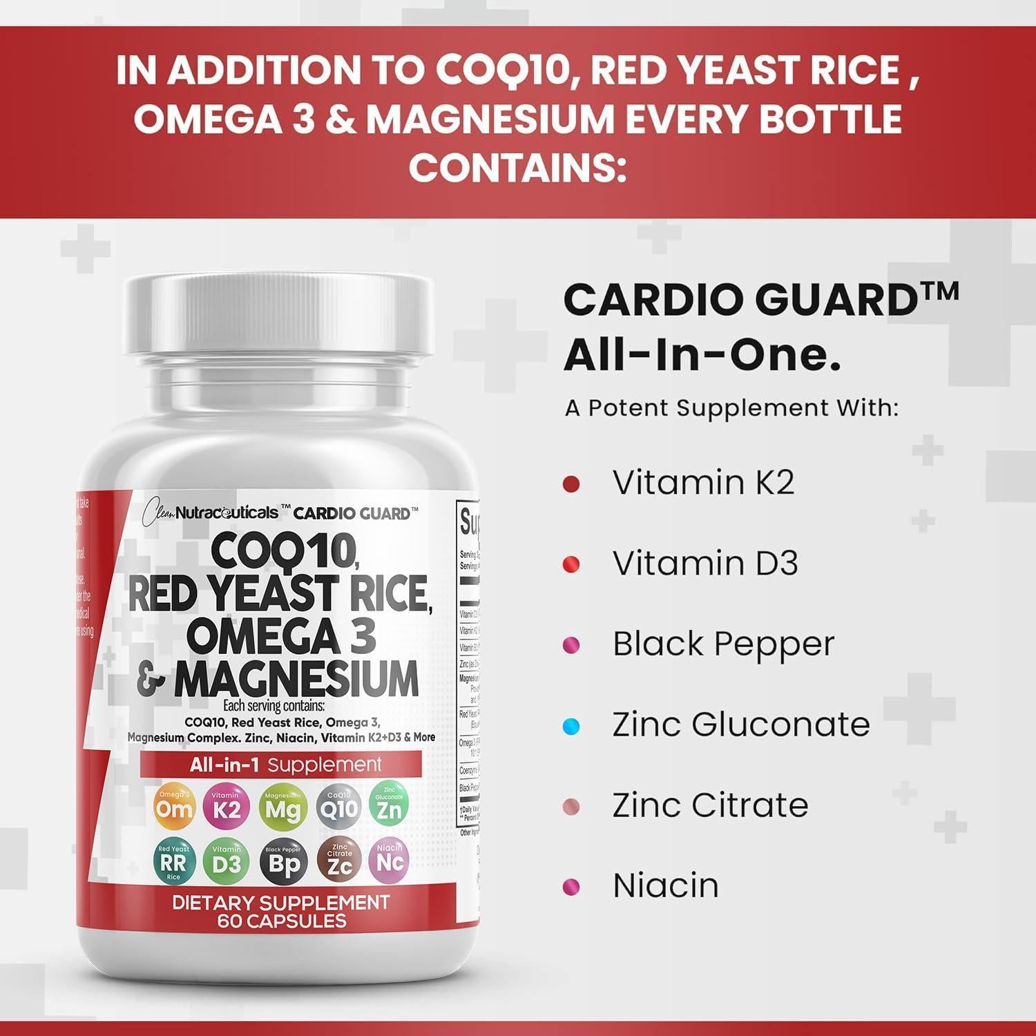 Suplemento Clean Nutraceuticals COQ10 200mg Omega 3 60 Cápsulas