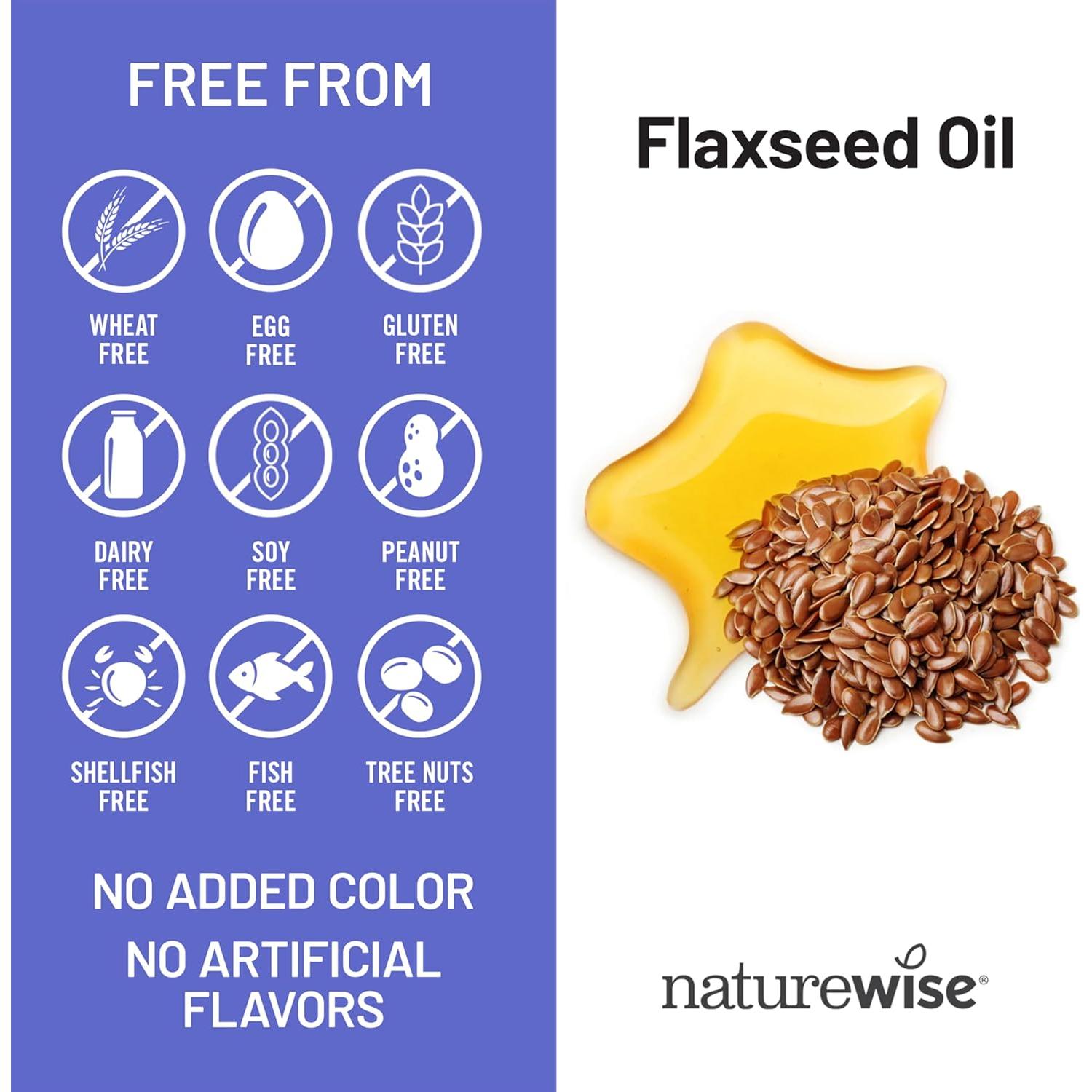 NatureWise Aceite de Semilla de Lino 1400 mg - Omega 3 ALA 812 mg
