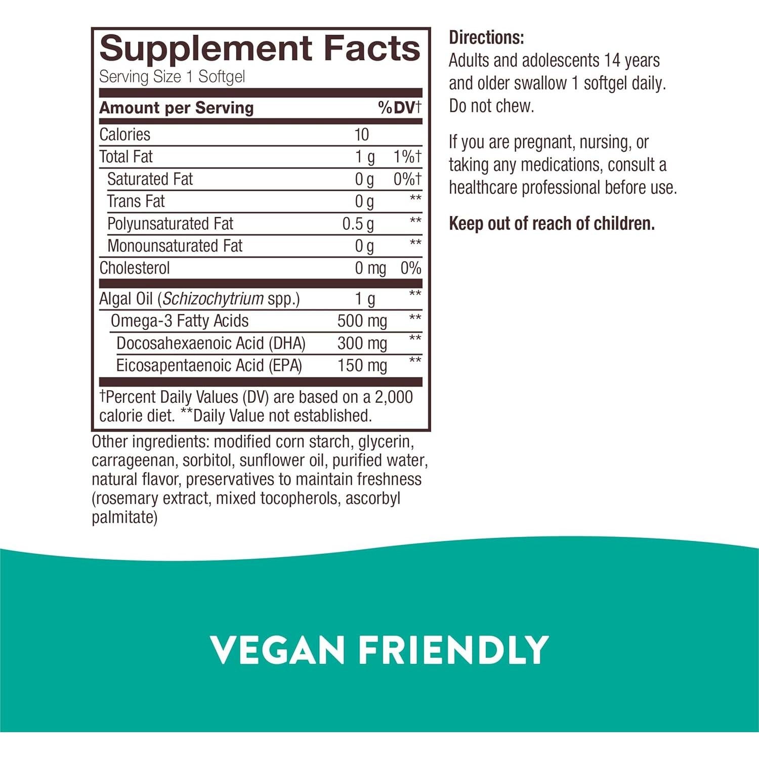 Omega-3 Vegano NutraVege Nature's Way 30 Gelatinas 300mg DHA