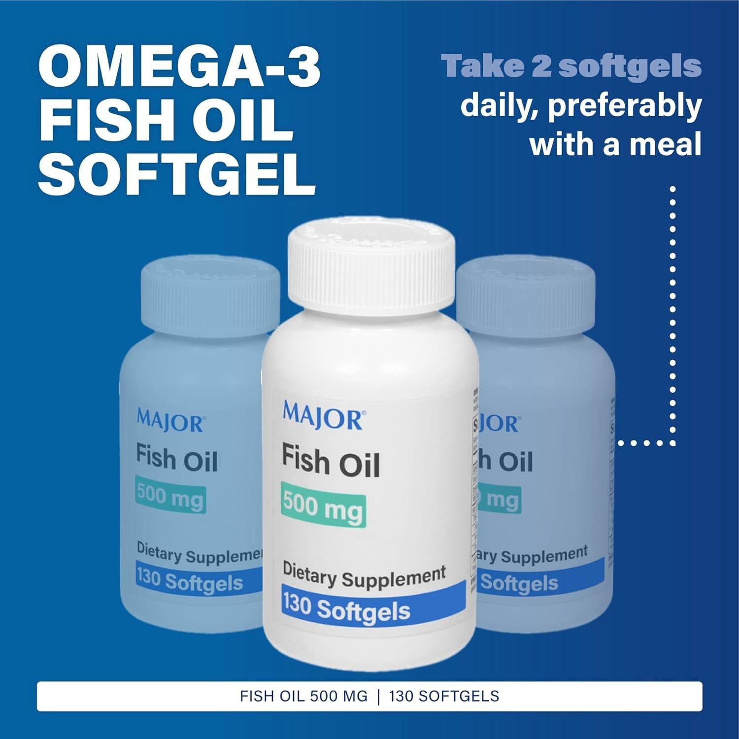 Aceite de Pescado Omega-3 Major 500mg 130 Cápsulas Blandas