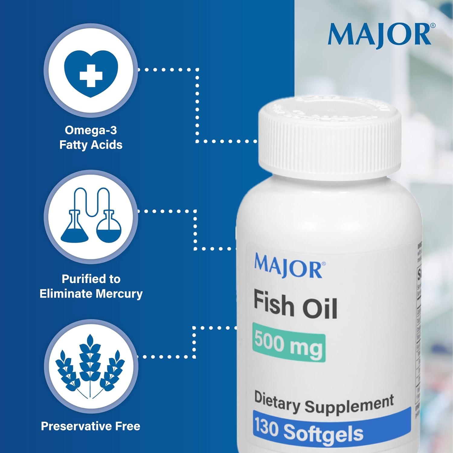 Aceite de Pescado Omega-3 Major 500mg 130 Cápsulas Blandas