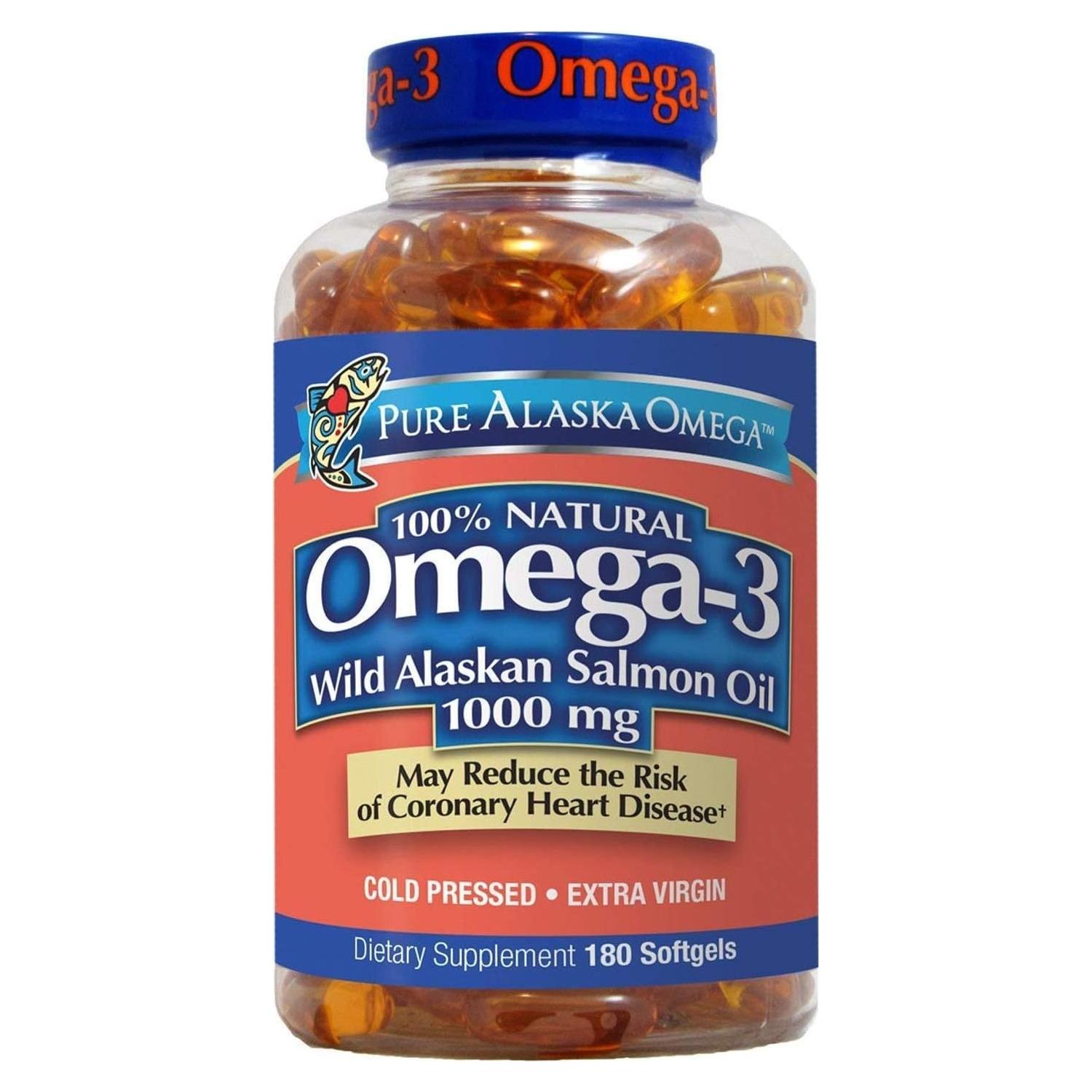 Aceite de Salmón Salvaje de Alaska Omega-3 1000mg 180 Cápsulas