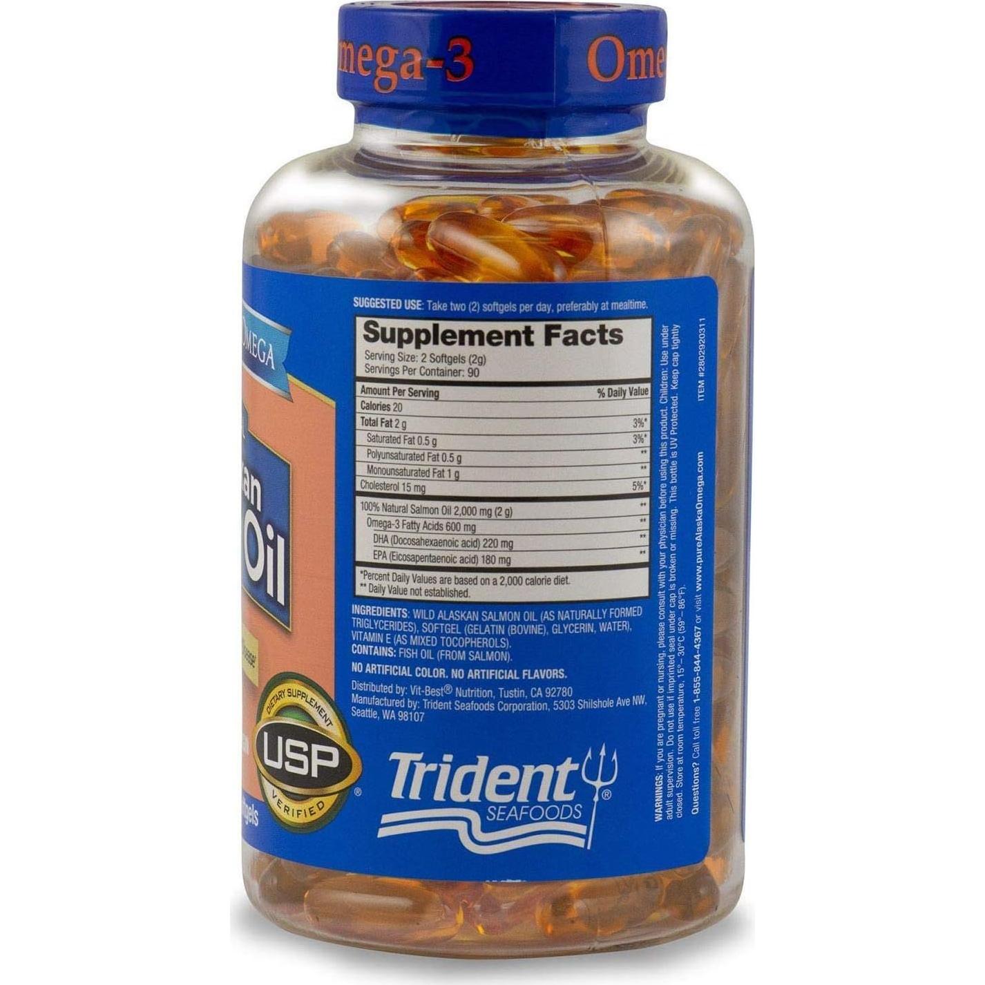 Aceite de Salmón Salvaje de Alaska Omega-3 1000mg 180 Cápsulas