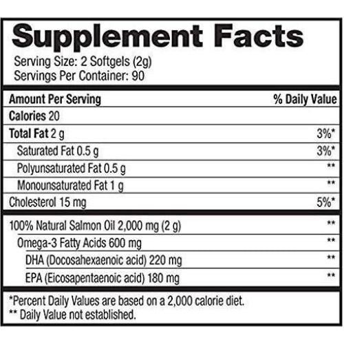 Aceite de Salmón Salvaje de Alaska Omega-3 1000mg 180 Cápsulas