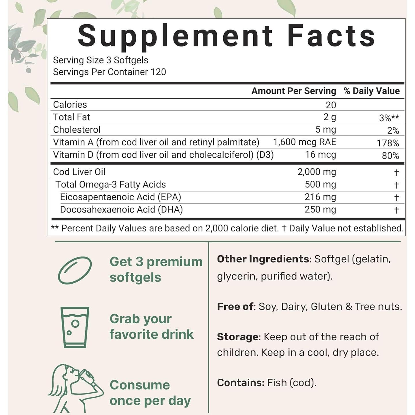 Aceite de Hígado de Bacalao Micro Ingredients 2000mg 360 Gelatinas