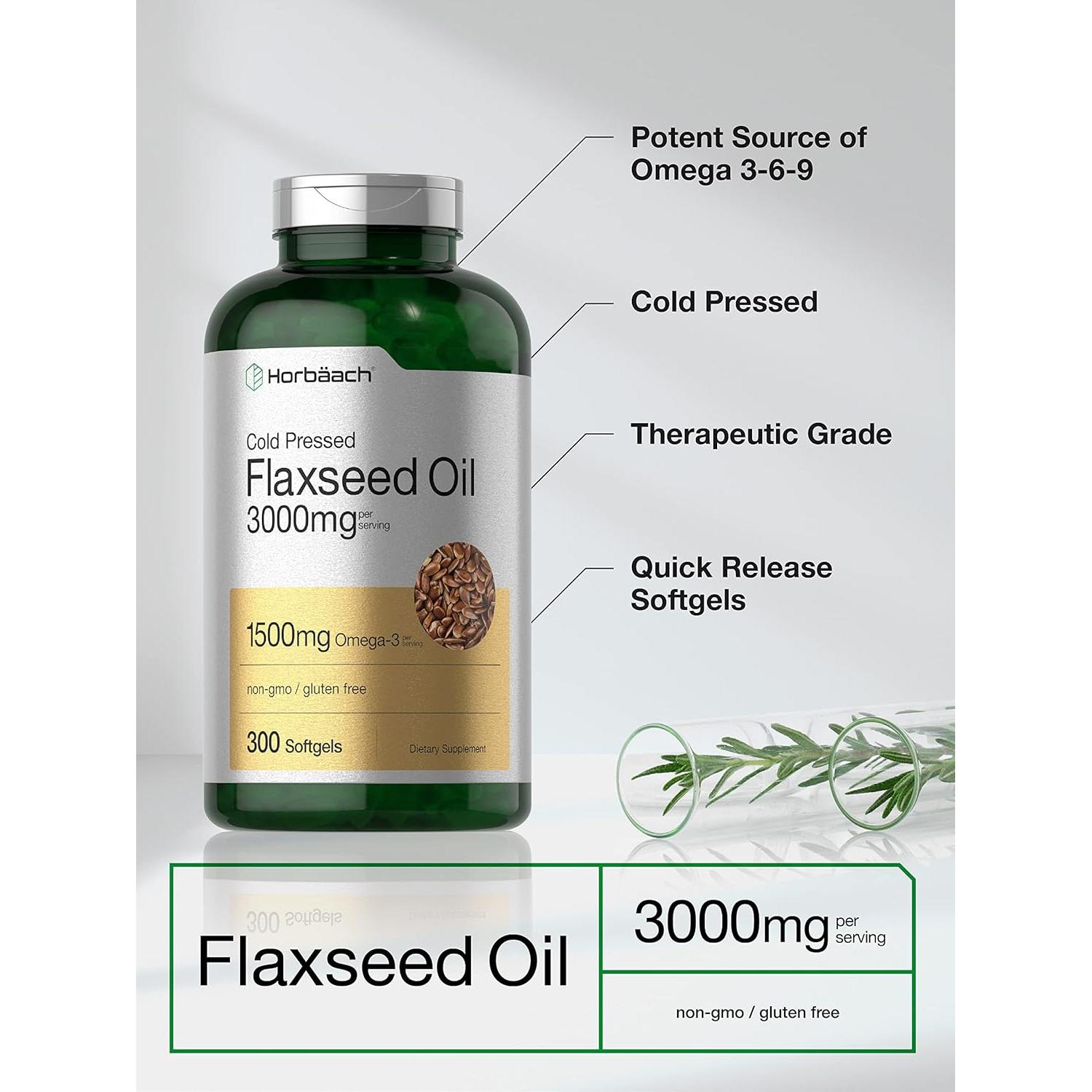 Cápsulas de Aceite de Linaza Horbäch 3000mg Omega 3-6-9