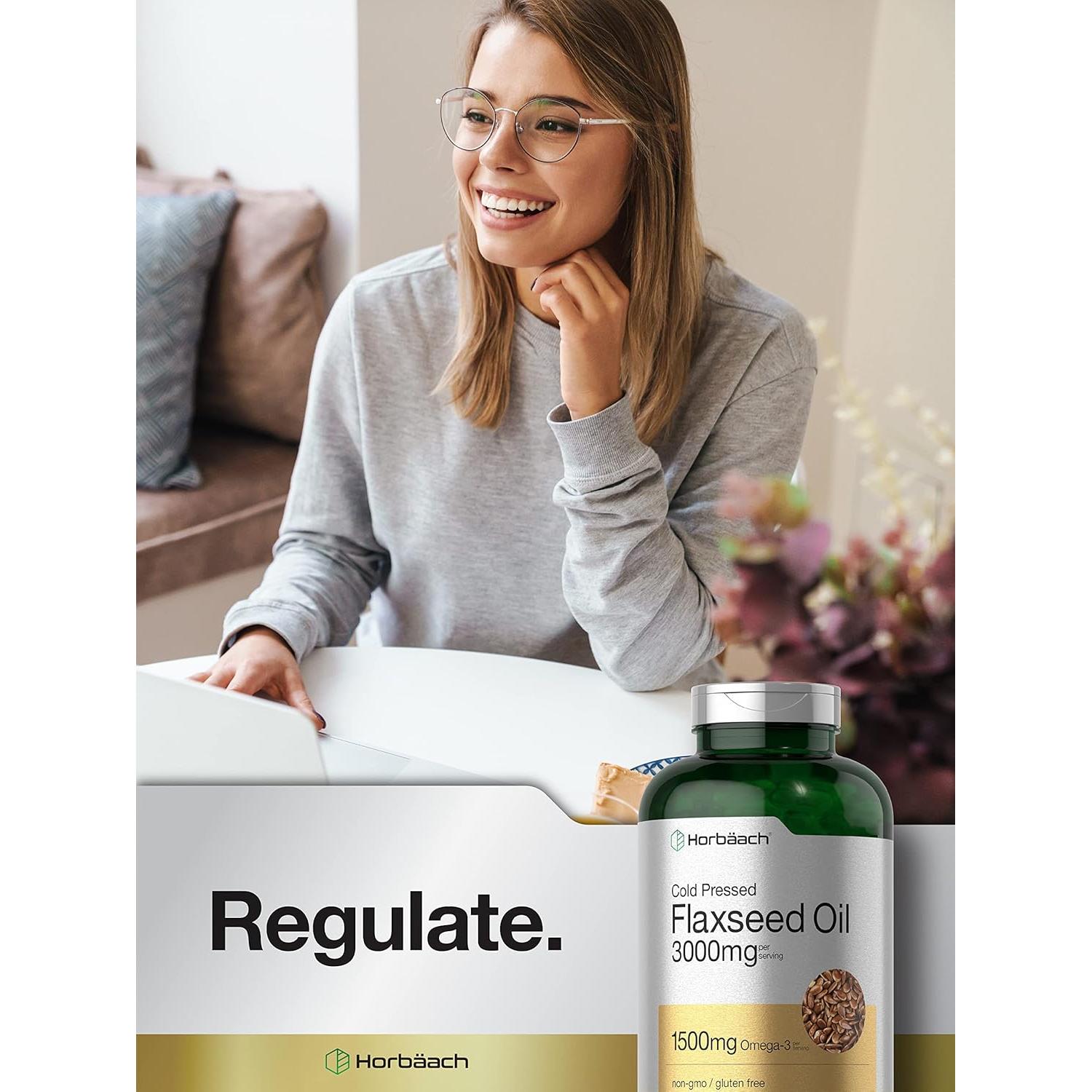 Cápsulas de Aceite de Linaza Horbäch 3000mg Omega 3-6-9