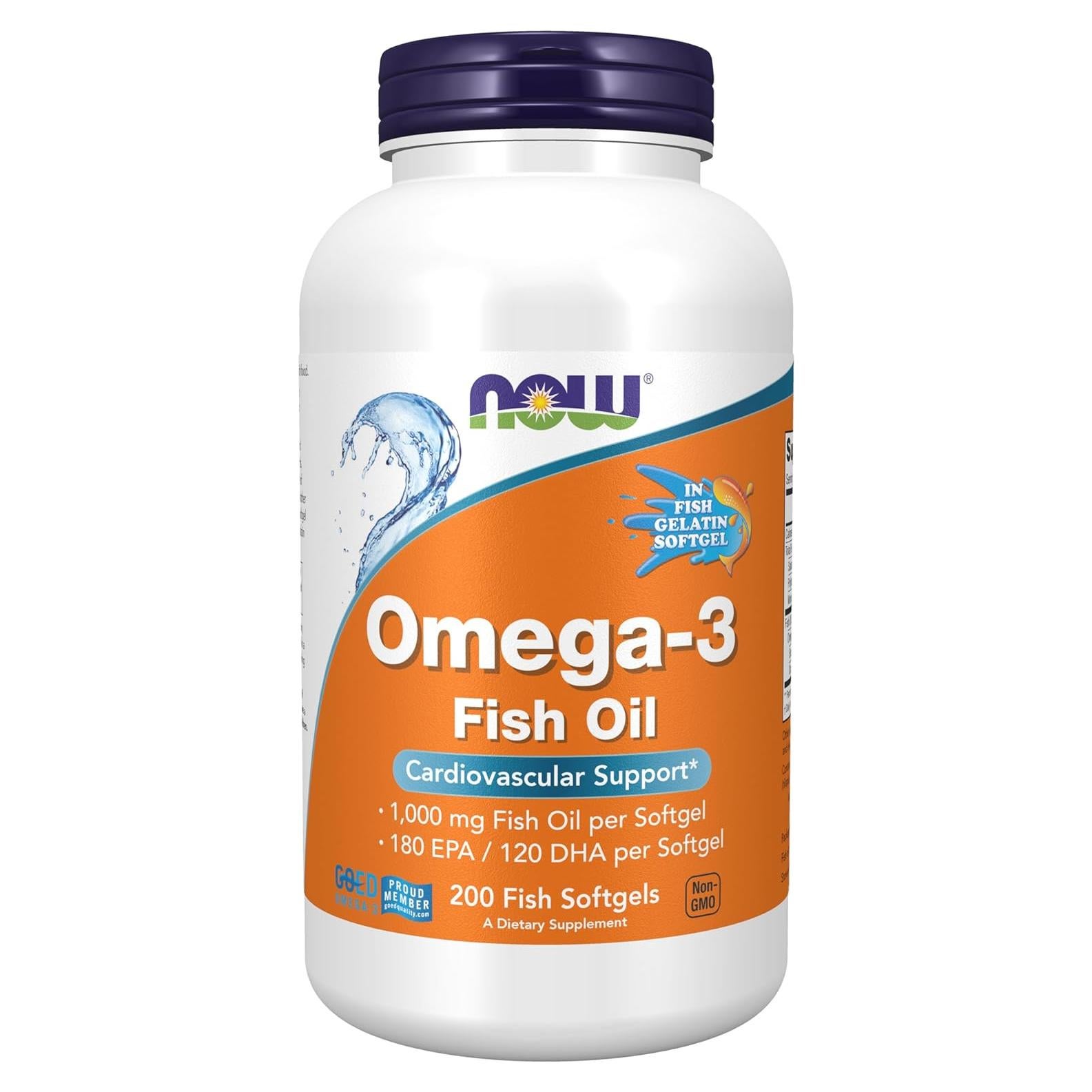 NOW Foods Omega-3 1000 mg 180 EPA 120 DHA 200 Gelatinas de Pescado