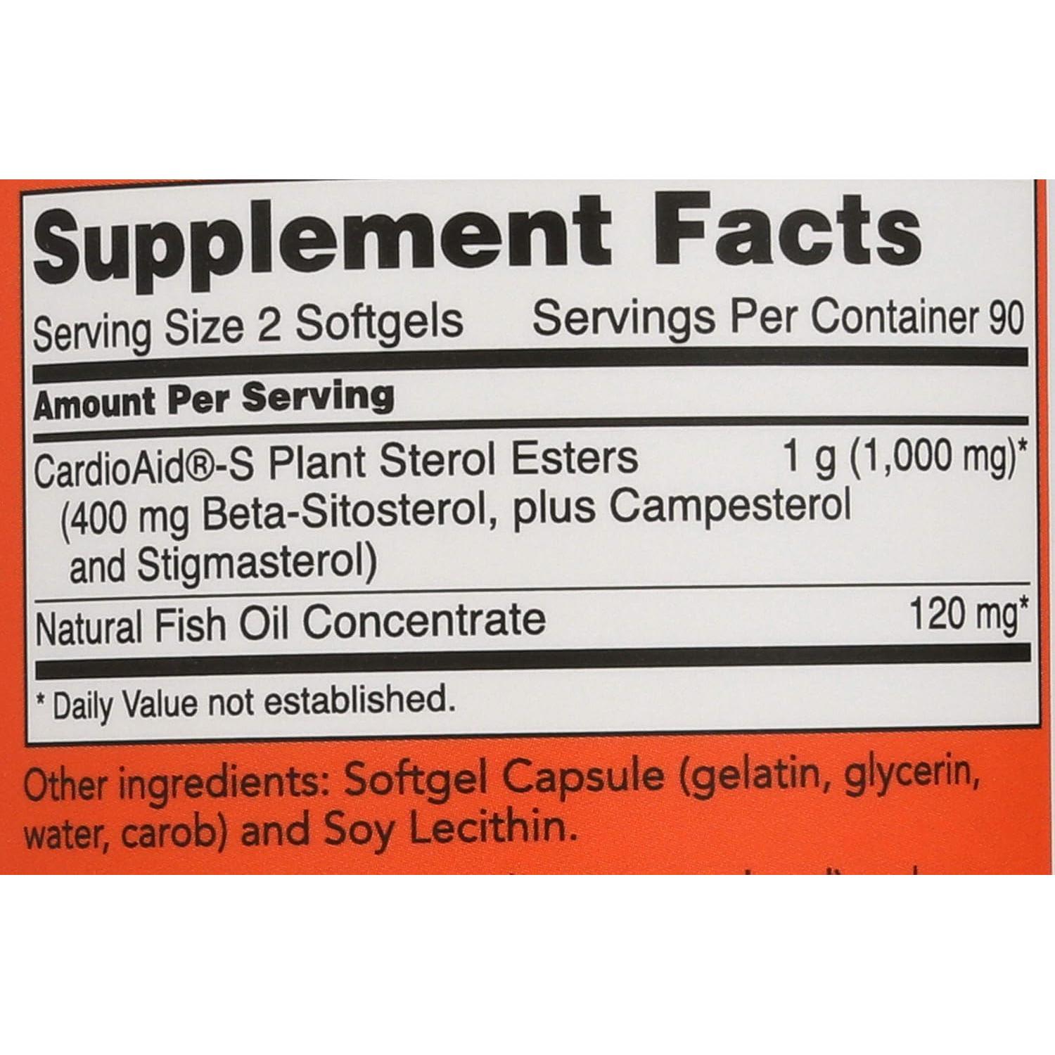 NOW FOODS Beta-Sitosterol 1000mg con Aceite de Pescado 180 Cápsulas