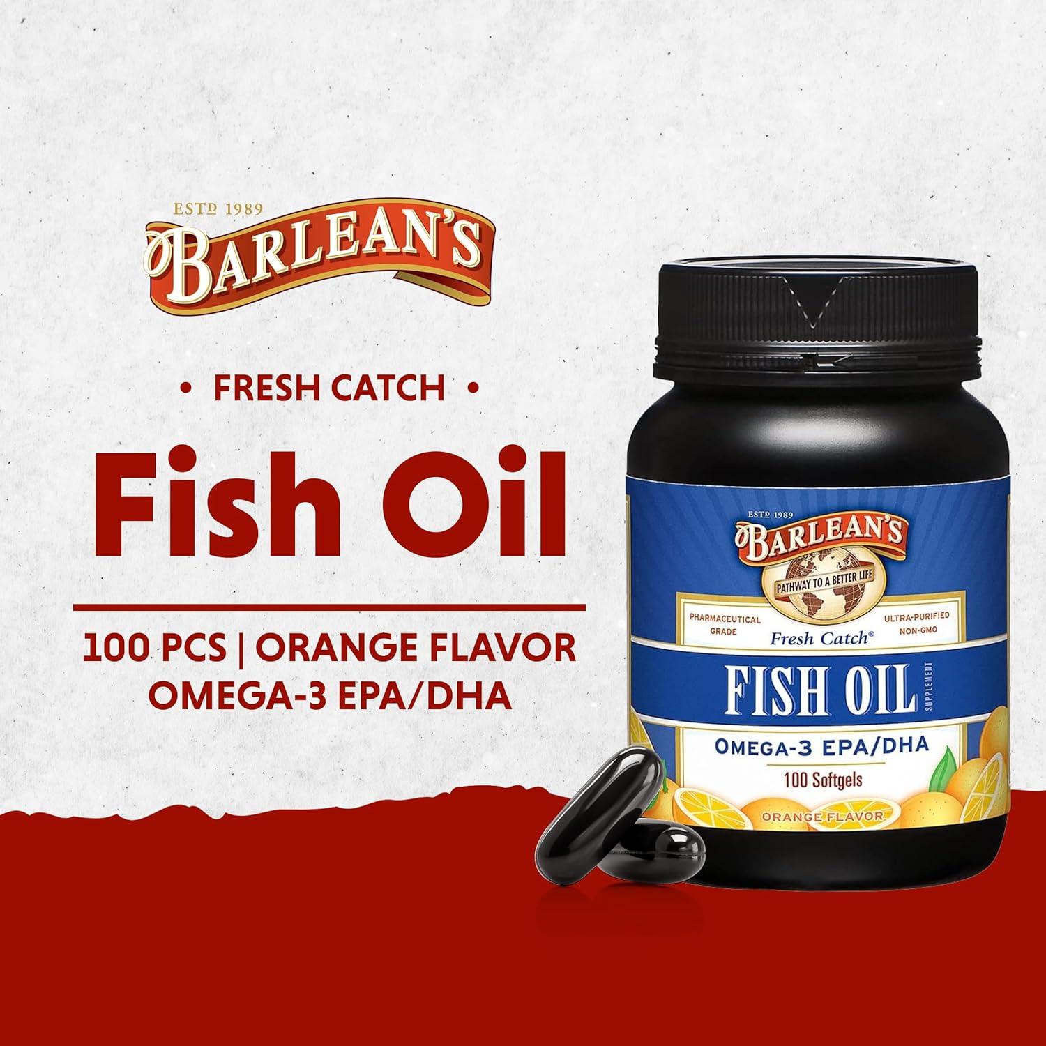 Suplemento Omega 3 Barlean's 1000mg 100 Cápsulas Blandas Naranja