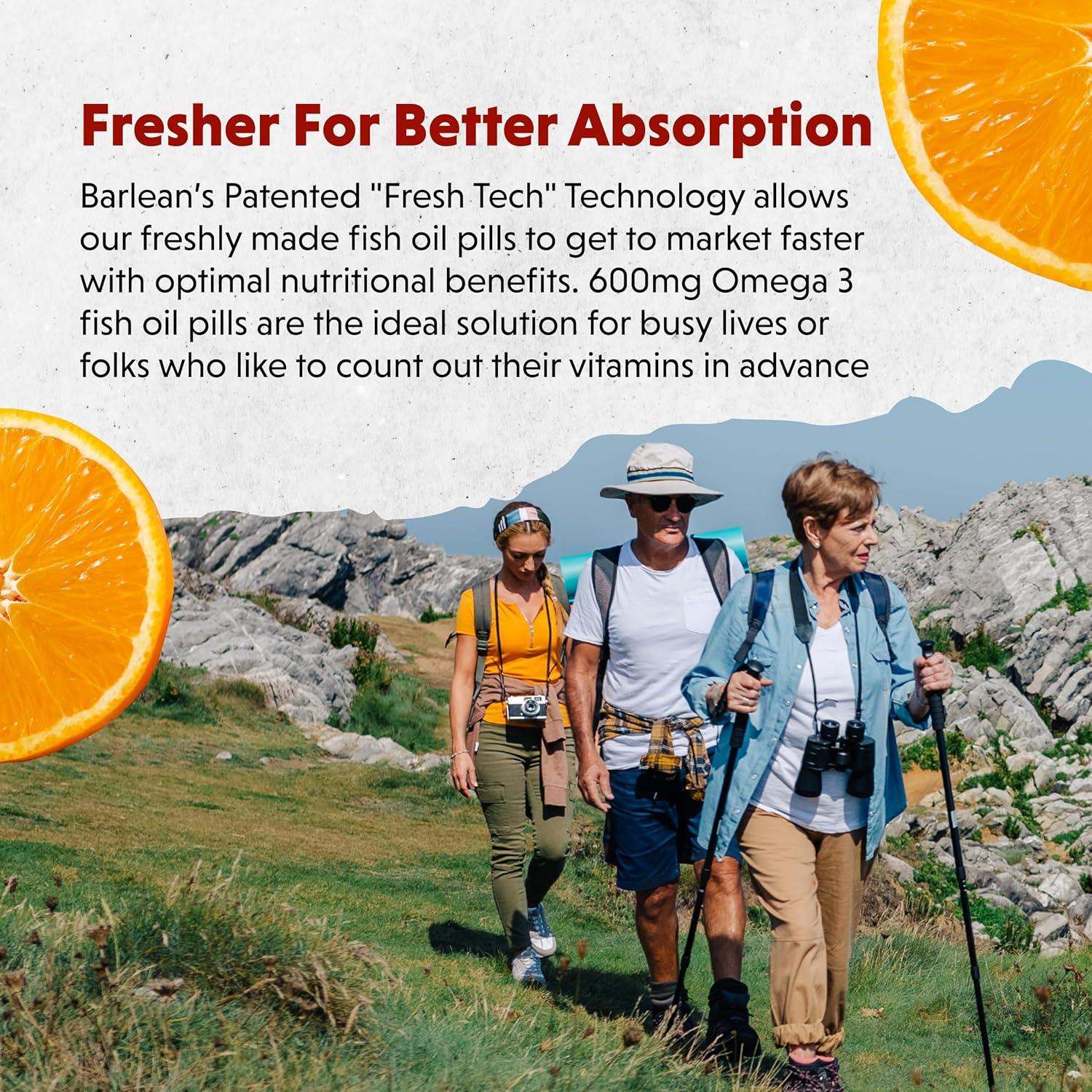 Suplemento Omega 3 Barlean's 1000mg 100 Cápsulas Blandas Naranja