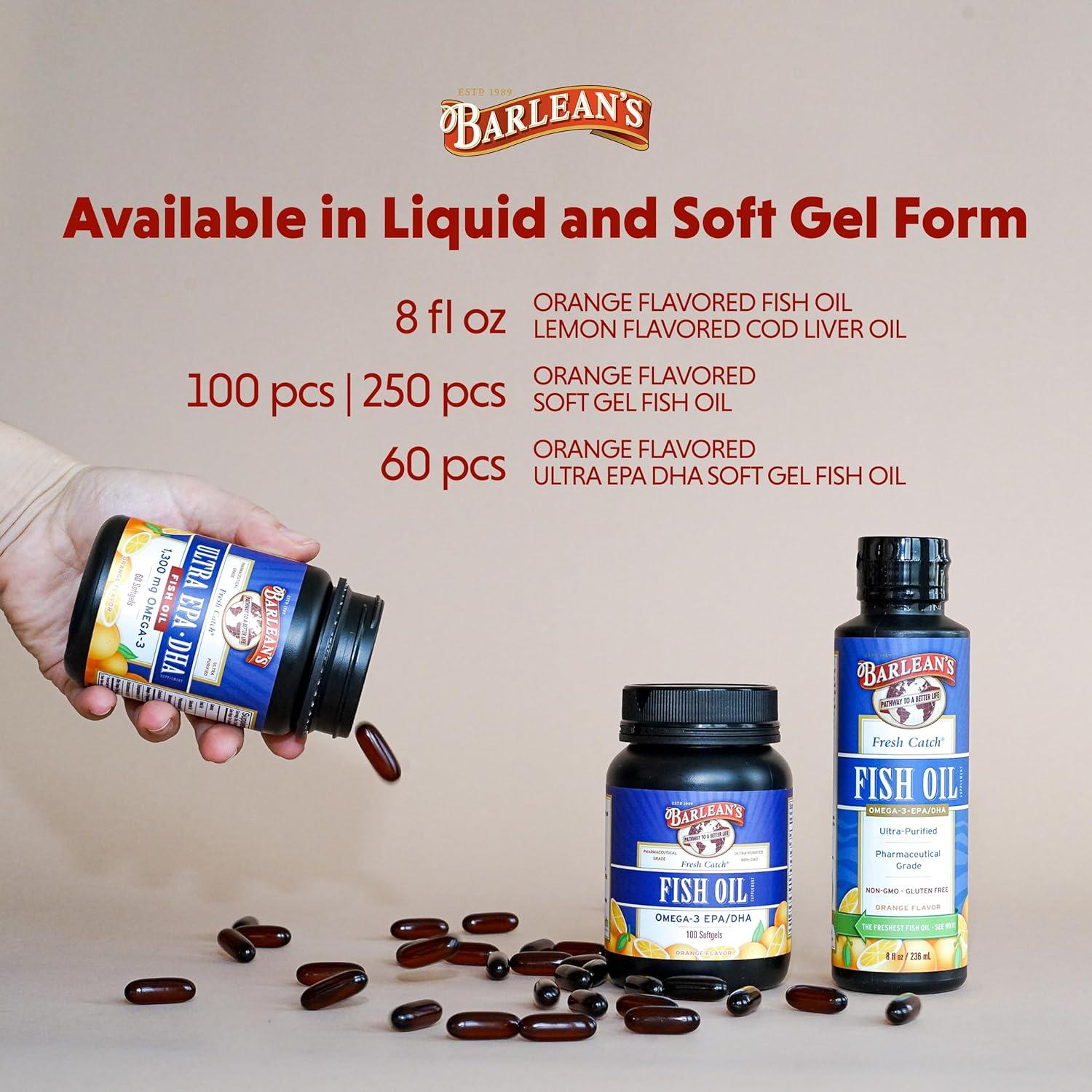 Suplemento Omega 3 Barlean's 1000mg 100 Cápsulas Blandas Naranja