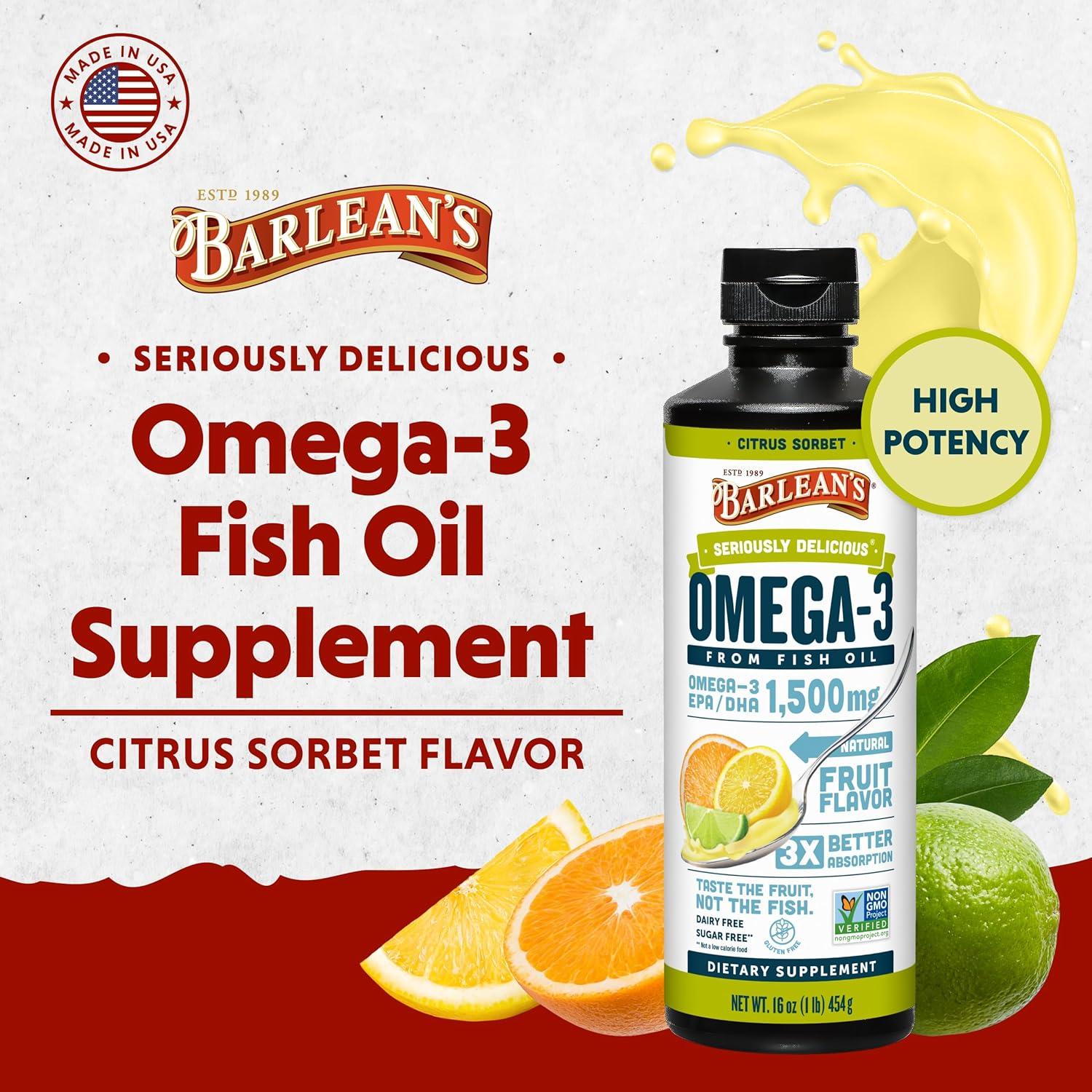 Suplemento Líquido Omega 3 Barlean's 1500mg EPA/DHA 473ml