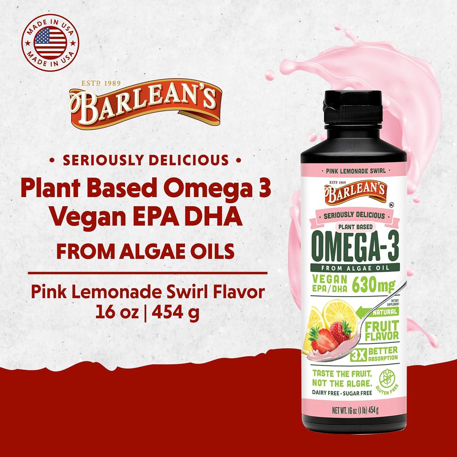 Suplemento Vegano Omega 3 Barlean's 473 ml Limón Rosa