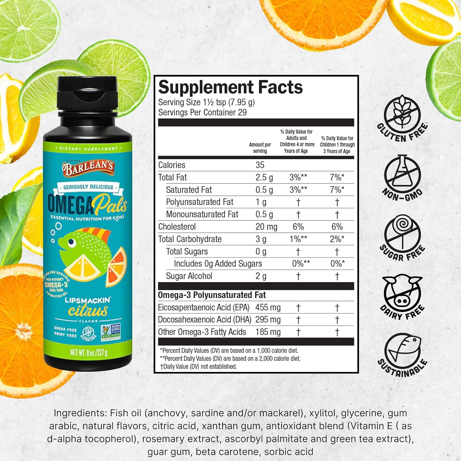 Suplemento Líquido Omega 3 Barlean's para Niños 236.6 ml