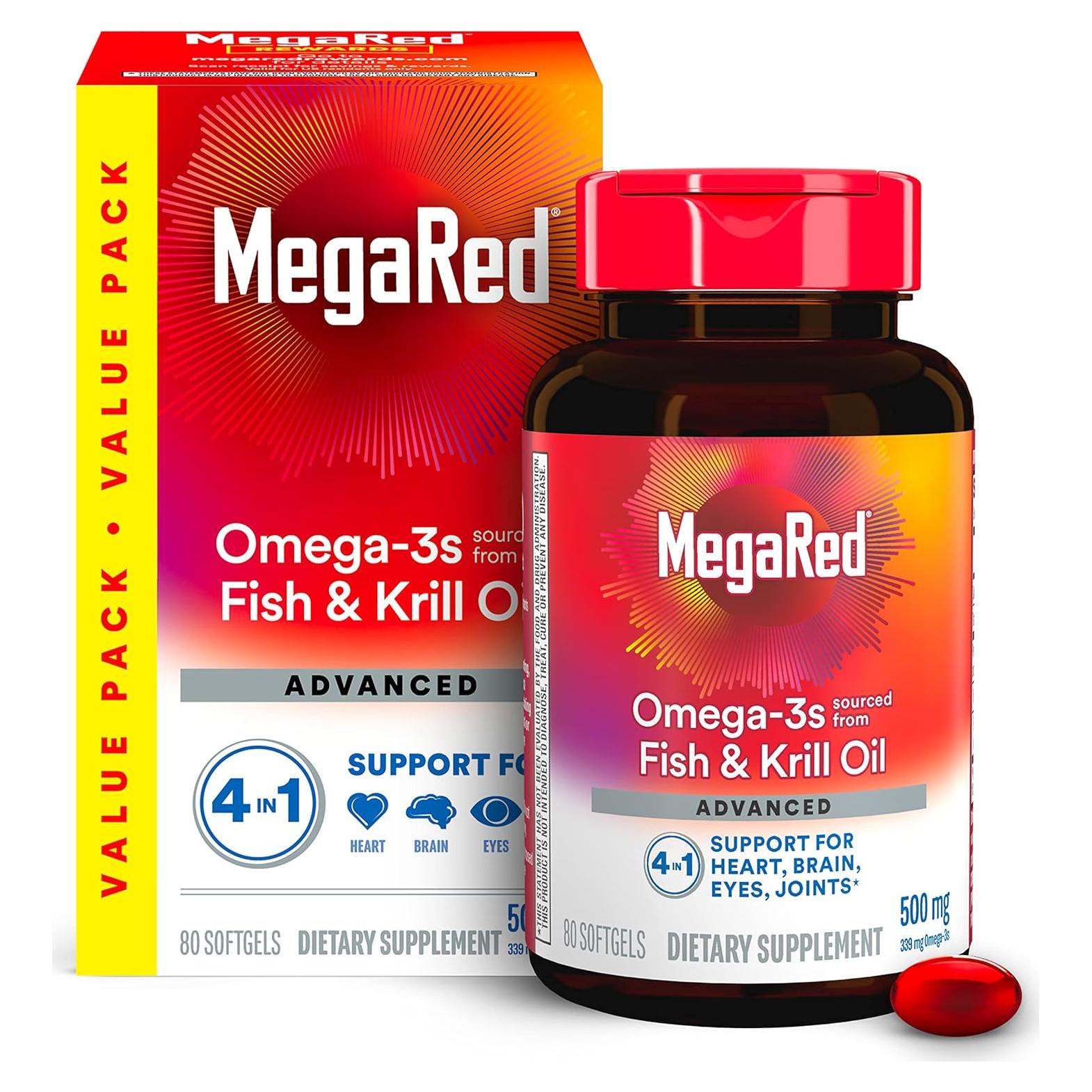 Suplemento Omega-3 Megared 500mg 80 Cápsulas Blandas