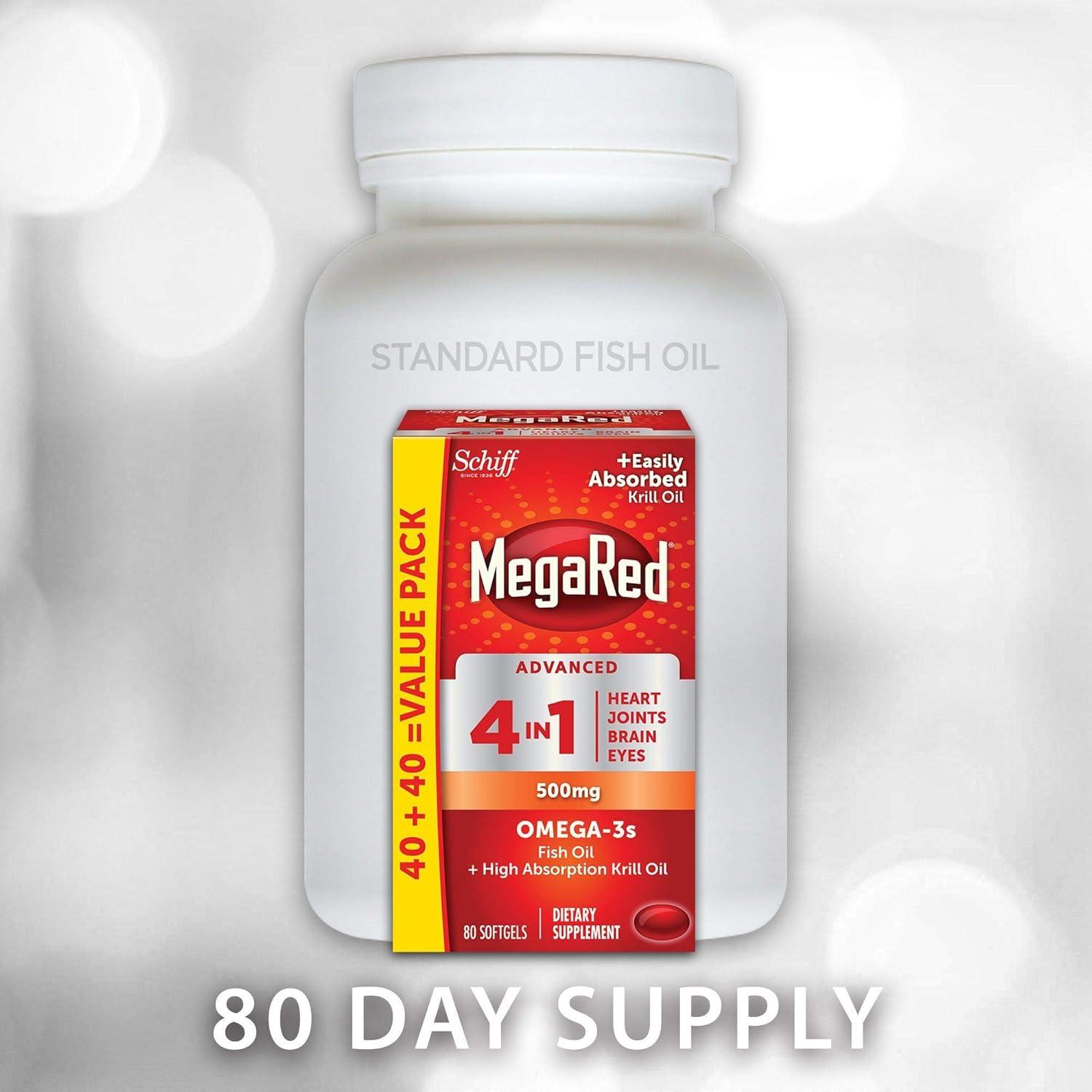 MegaRed Avanzado 4-en-1 Omega-3 500mg 80 Cápsulas Blandas