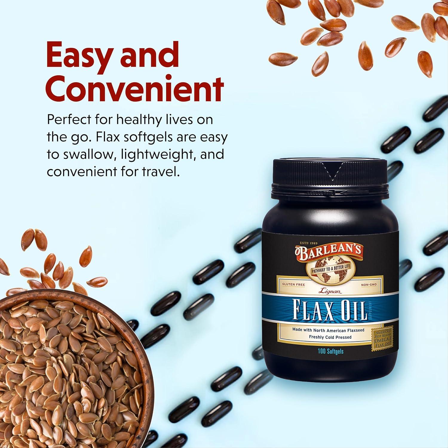 Aceite de Semilla de Lino Lignan Barlean's 100 Softgels 1650mg Omega-3