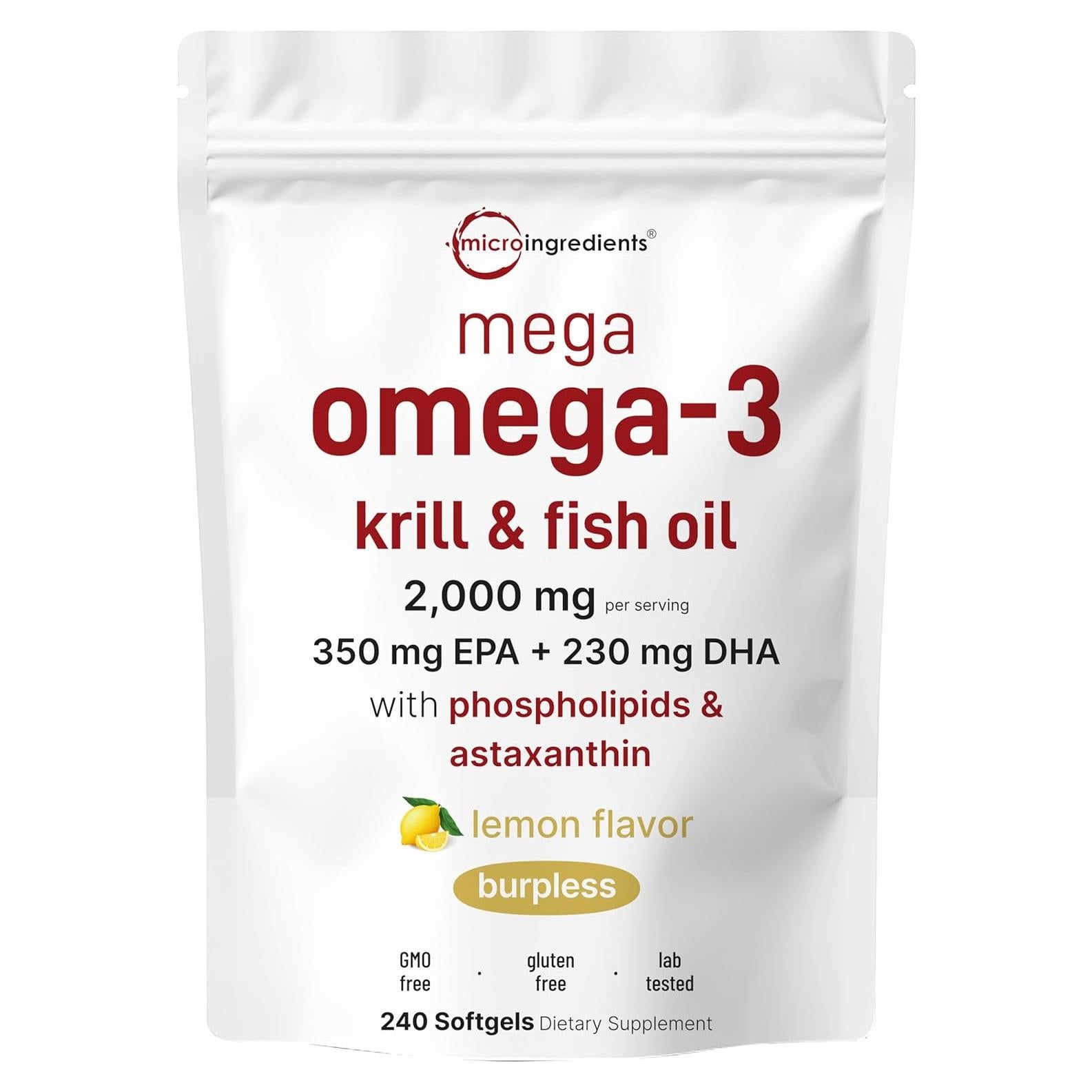 Mega Omega-3 Aceite de Krill y Pescado 2000mg 240 Gelatinas