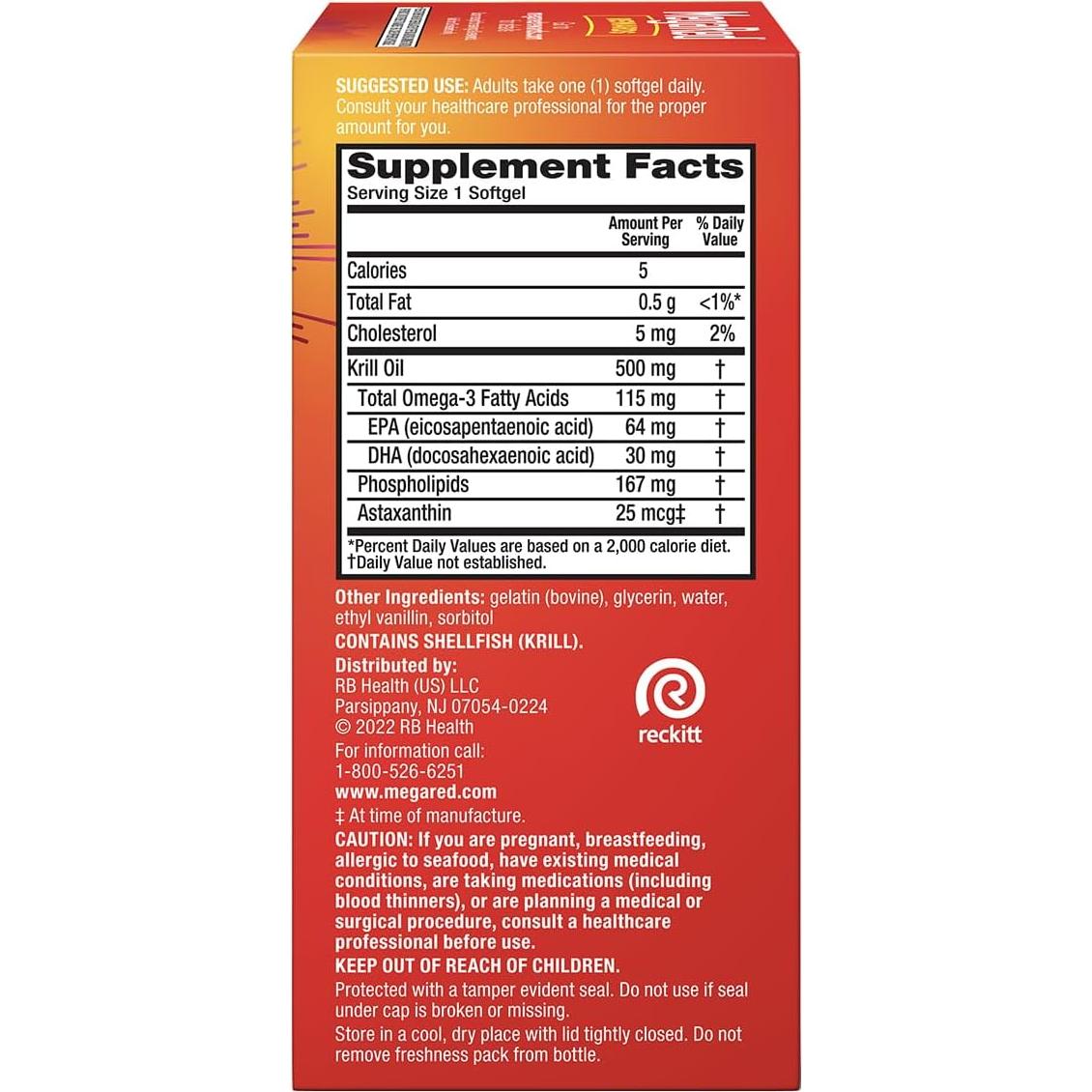 Suplemento Aceite de Krill MegaRed 500mg Omega-3 80 Cápsulas
