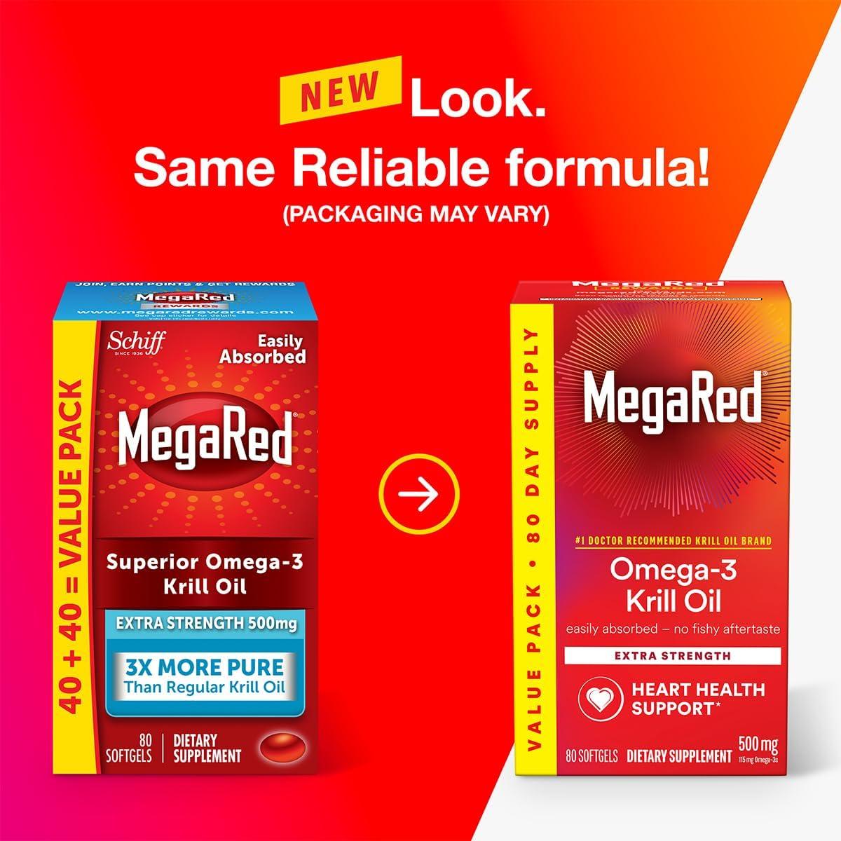 Suplemento Aceite de Krill MegaRed 500mg Omega-3 80 Cápsulas