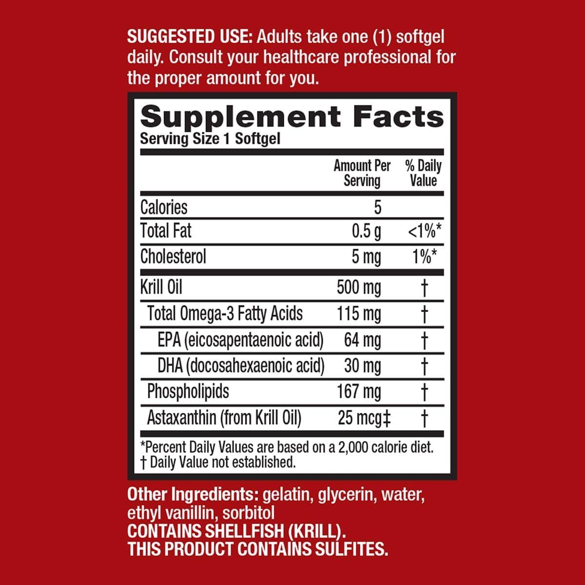 Suplemento Aceite de Krill MegaRed 500mg Omega-3 80 Cápsulas