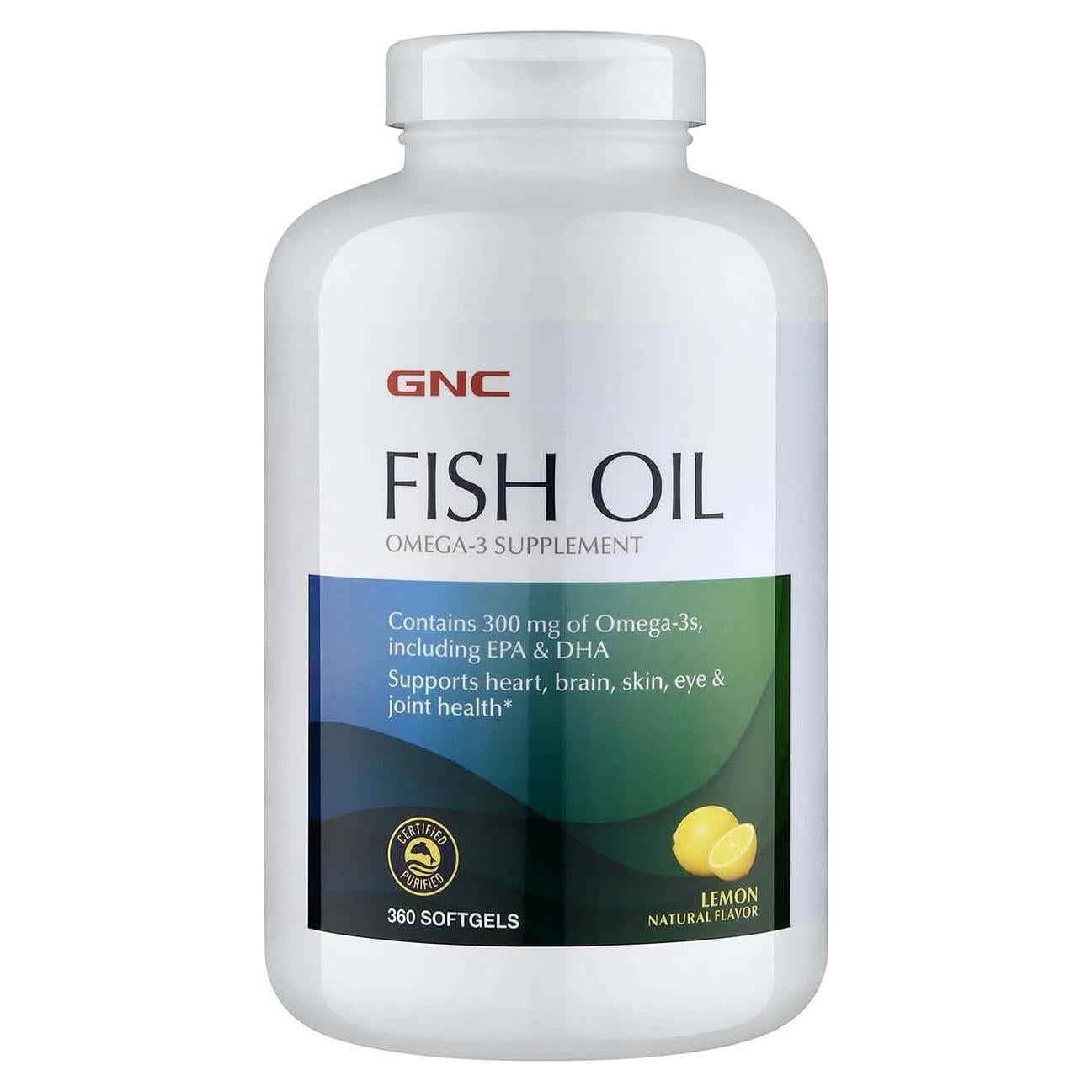 Suplemento Omega 3 GNC Aceite de Pescado 300mg 360 Softgels