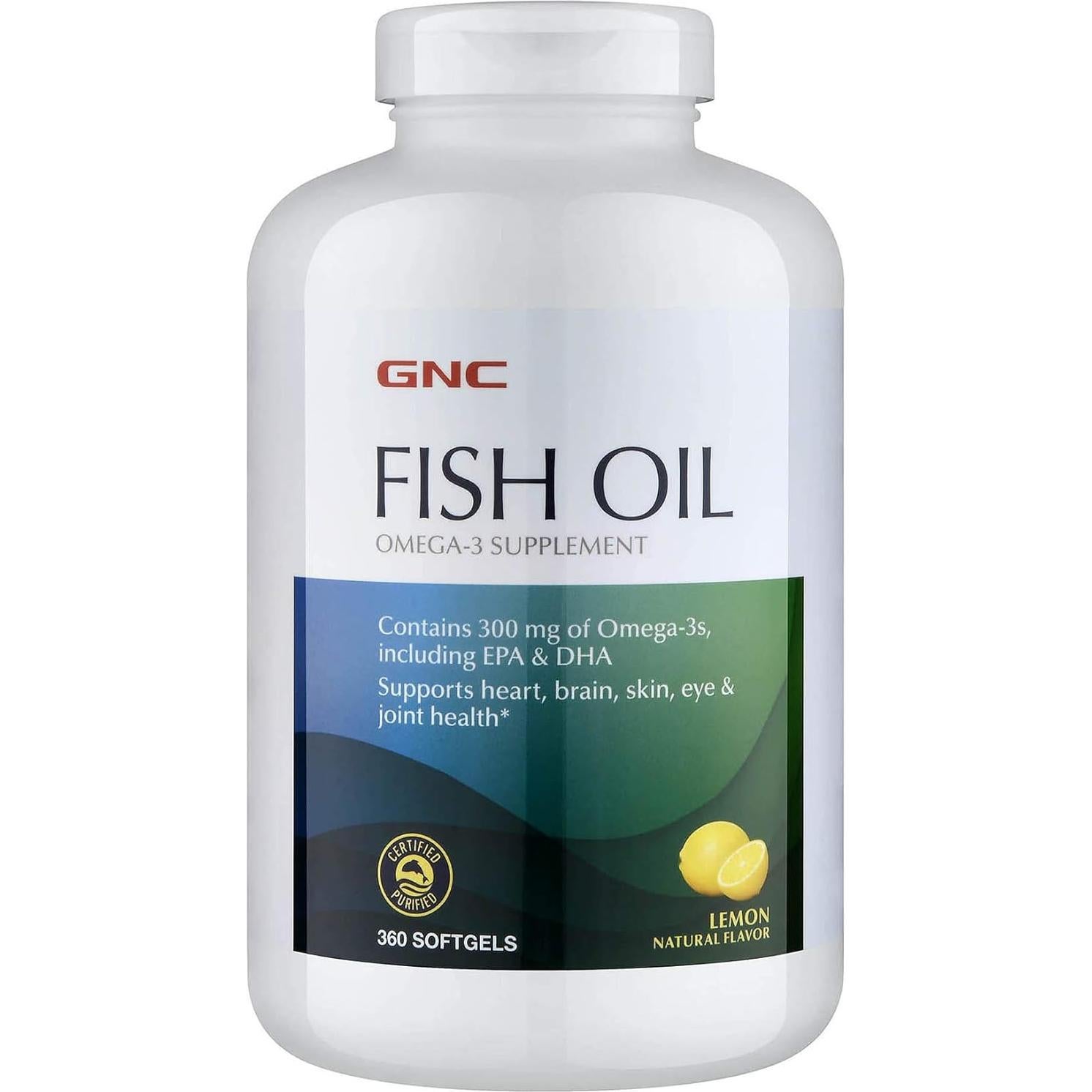 Suplemento Omega 3 GNC Aceite de Pescado 300mg 360 Softgels
