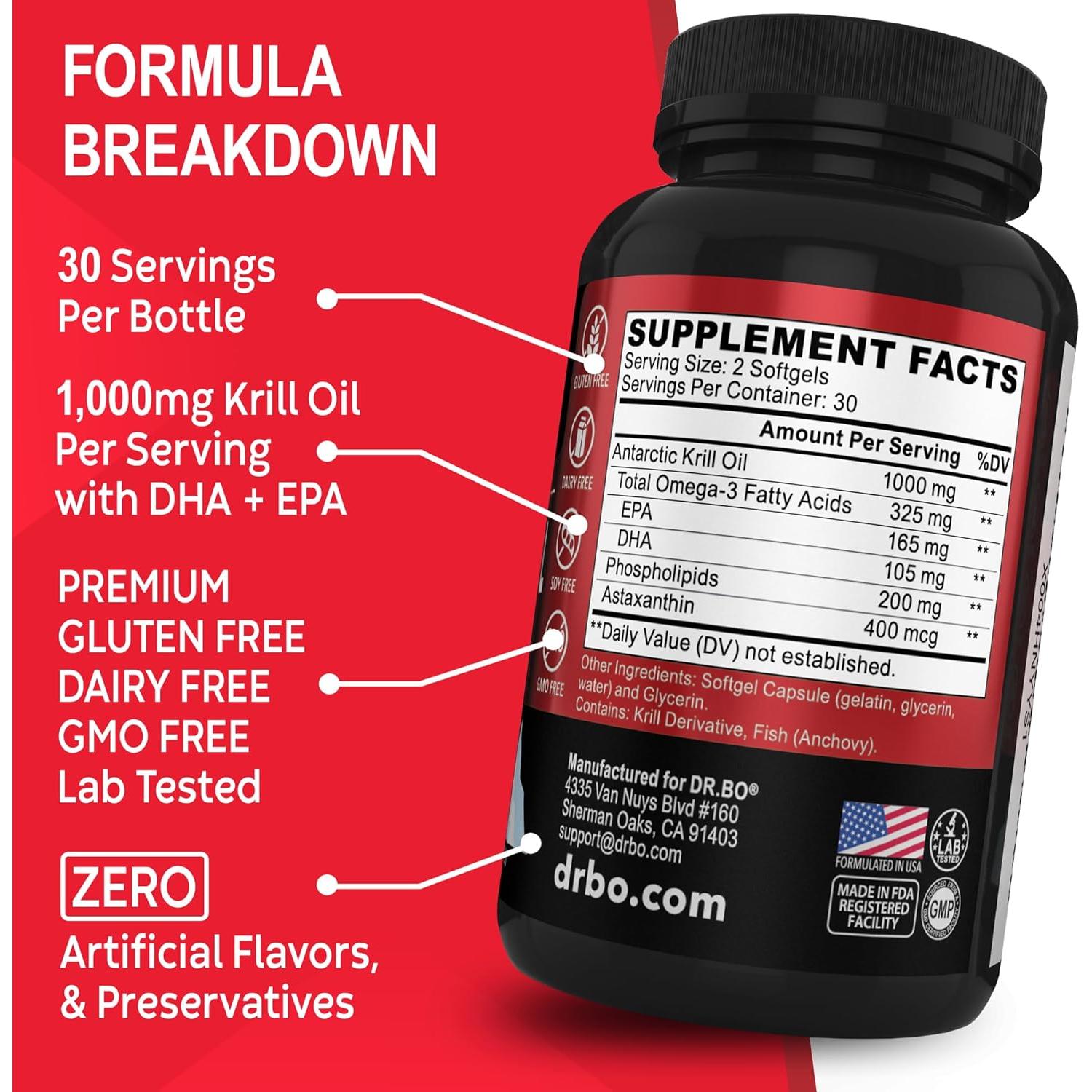 Aceite de Krill Omega 3 500mg DR. BO - 60 Cápsulas Blandas