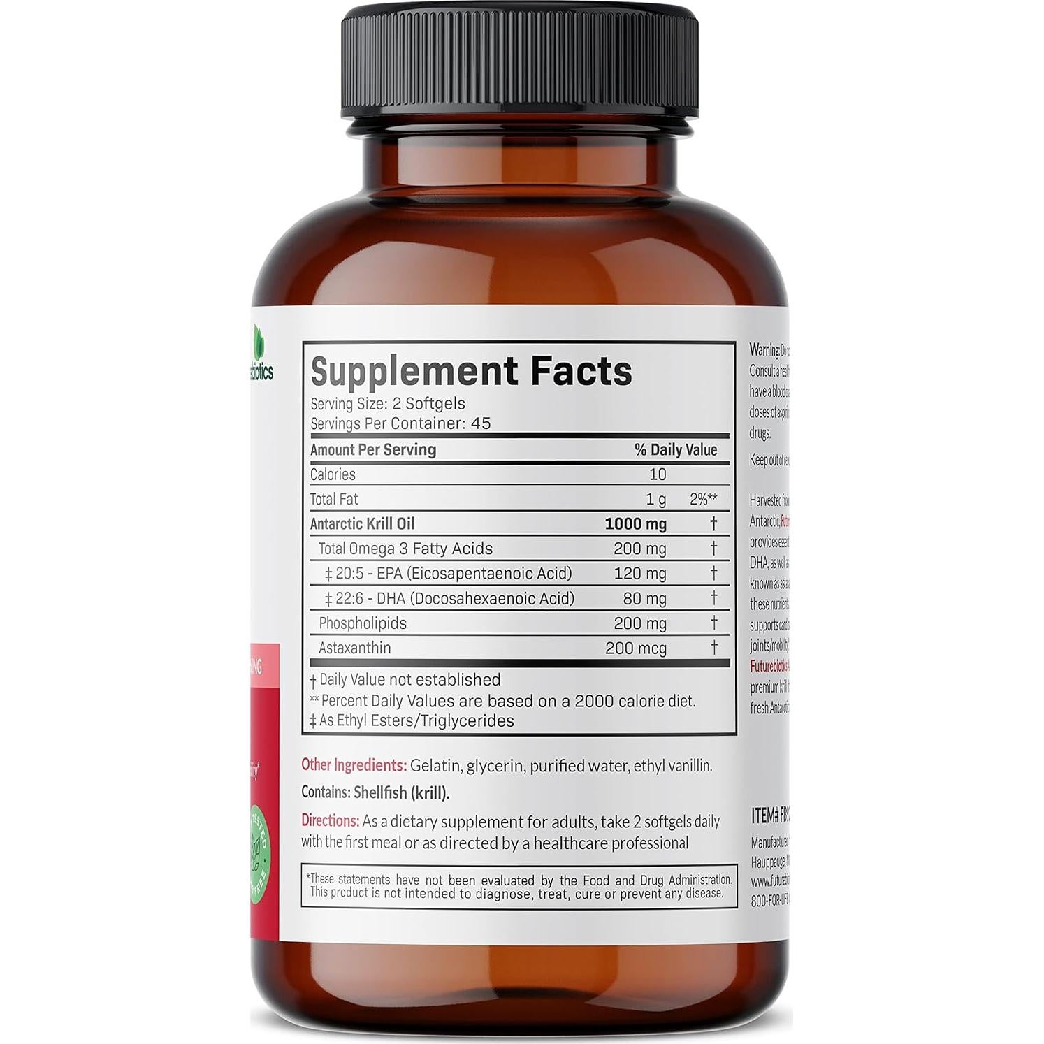 Aceite de Kril Antártico Futurebiotics 1000mg Omega-3 EPA DHA 90 Cápsulas