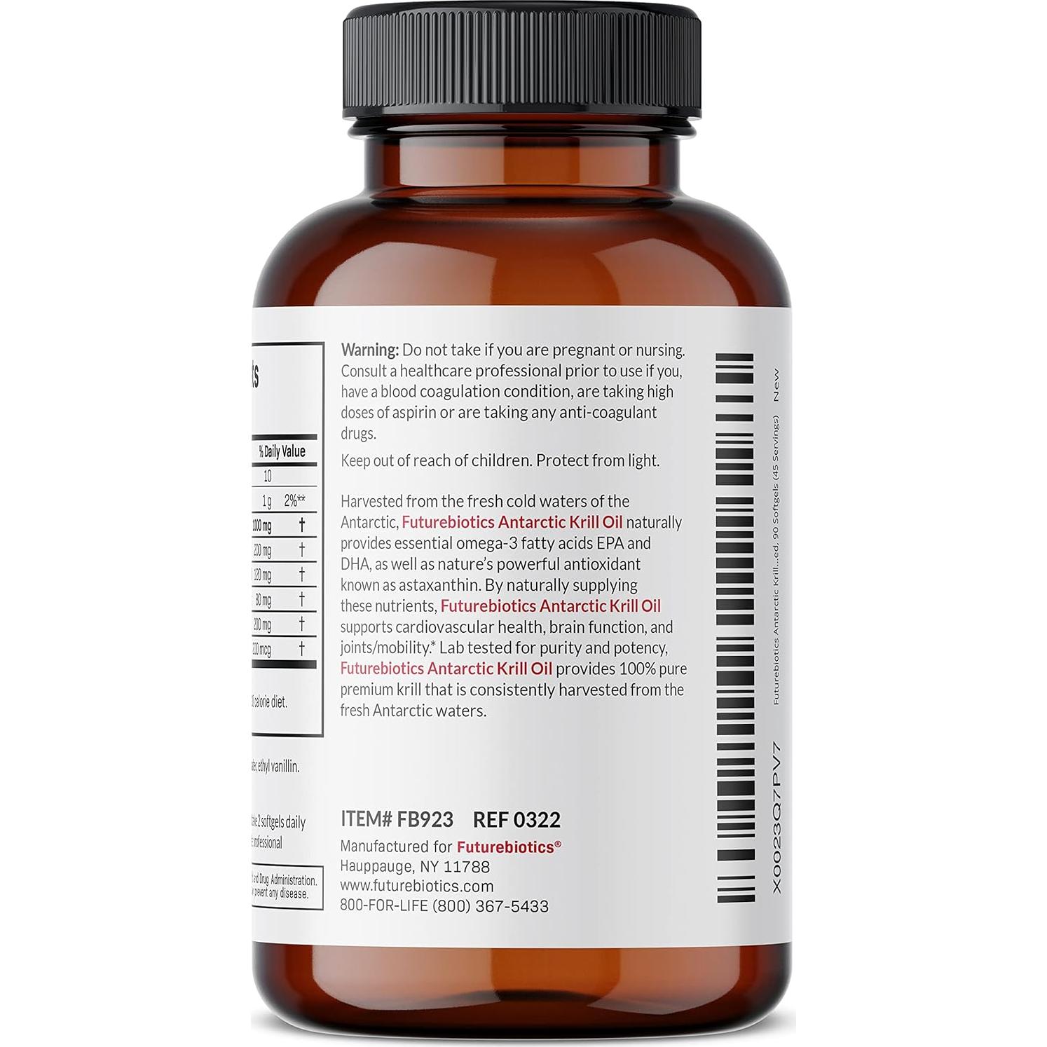 Aceite de Kril Antártico Futurebiotics 1000mg Omega-3 EPA DHA 90 Cápsulas
