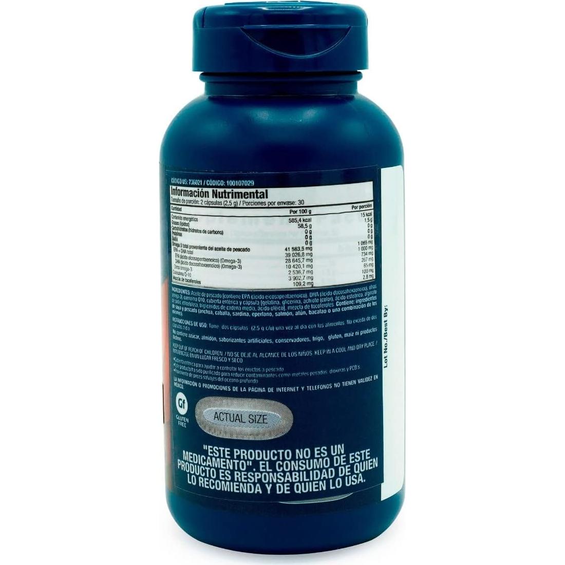 Suplemento Aceite de Pescado GNC Plus CoQ10 1000mg Omega 3