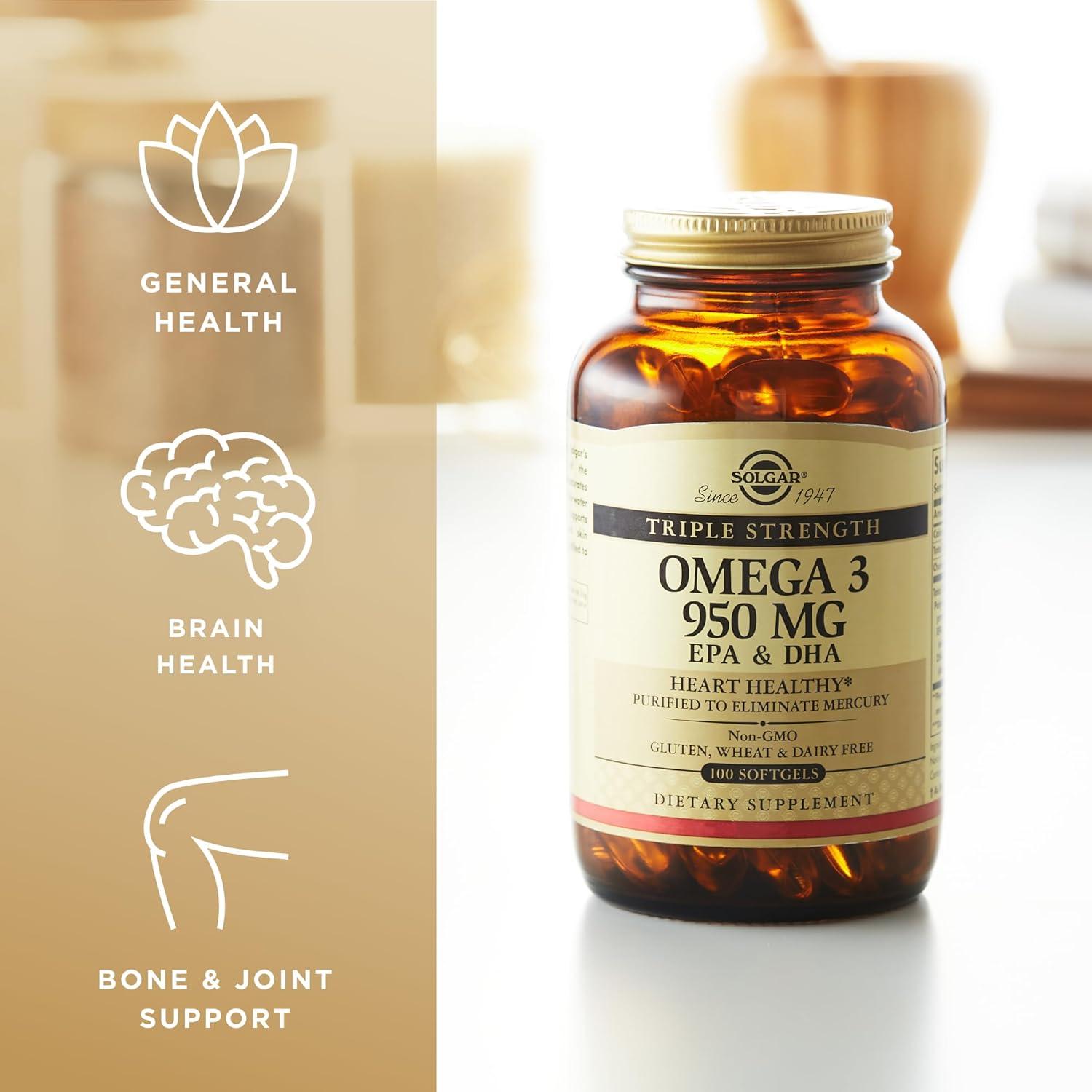 Solgar Omega 3 Triple Fuerza 950 mg - 200 Softgels - Salud Articulaciones y Piel