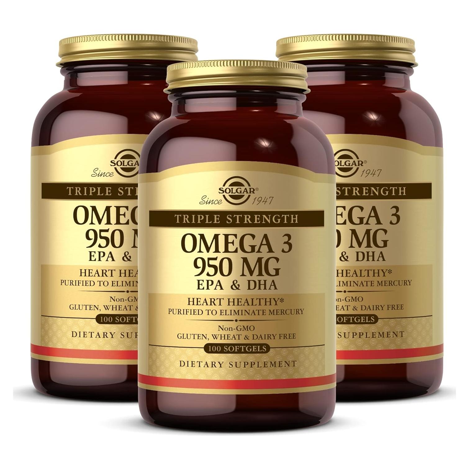 Solgar Omega 3 Triple Fuerza 950 mg - 300 Softgels - Salud Articulaciones y Piel