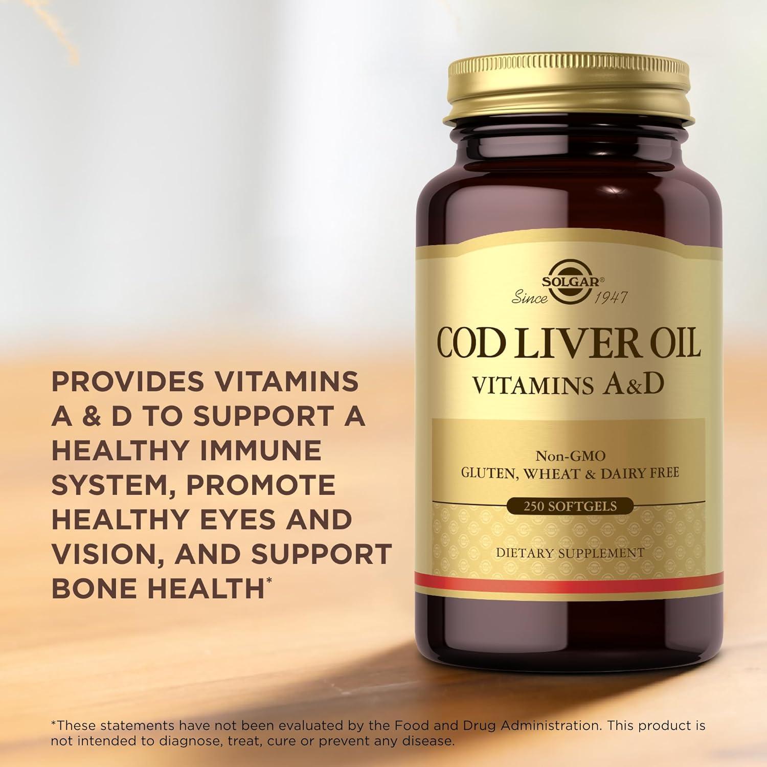 Solgar Aceite de Hígado de Bacalao 250 Cápsulas Blandas - Vitaminas A y D