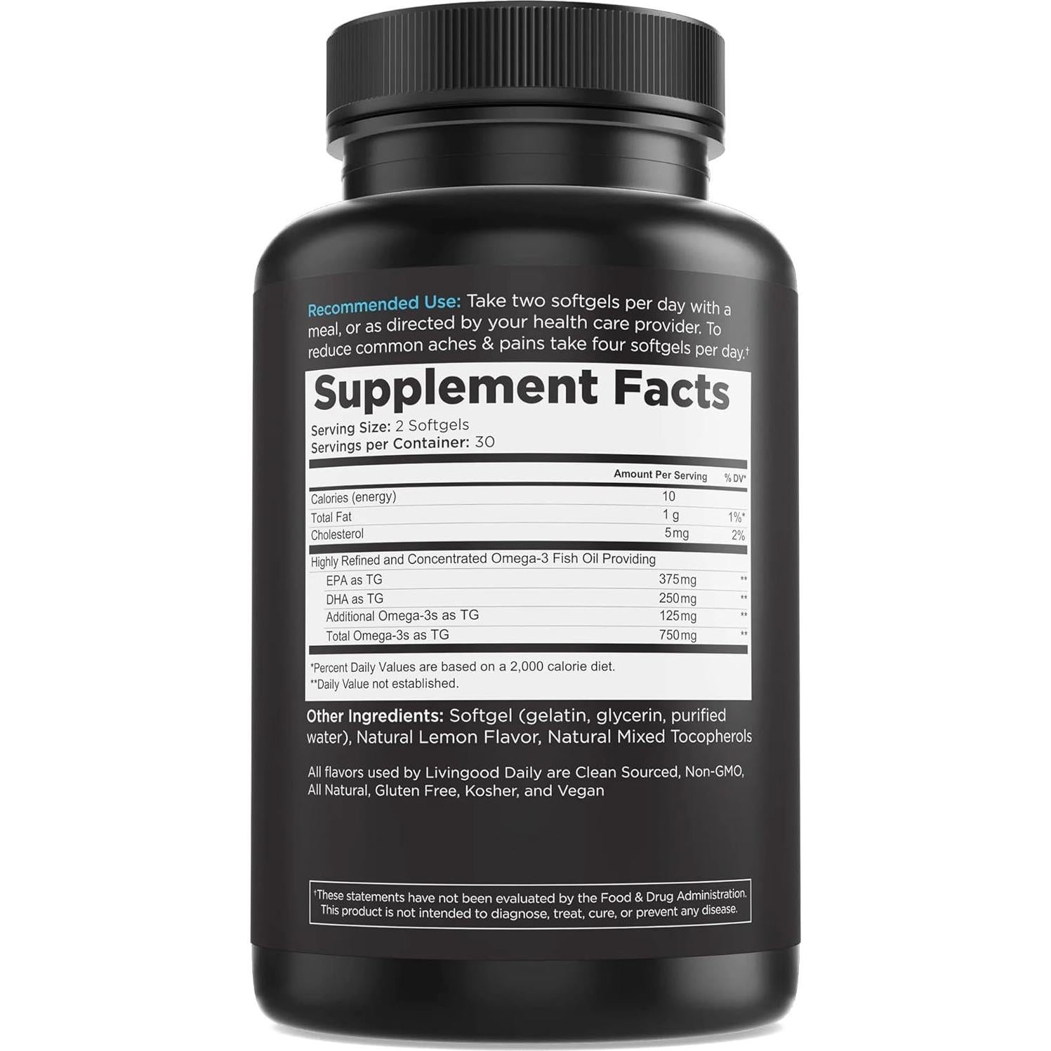 Suplemento Omega 3 Livingood Daily 60 Cápsulas Blandas 30 Días