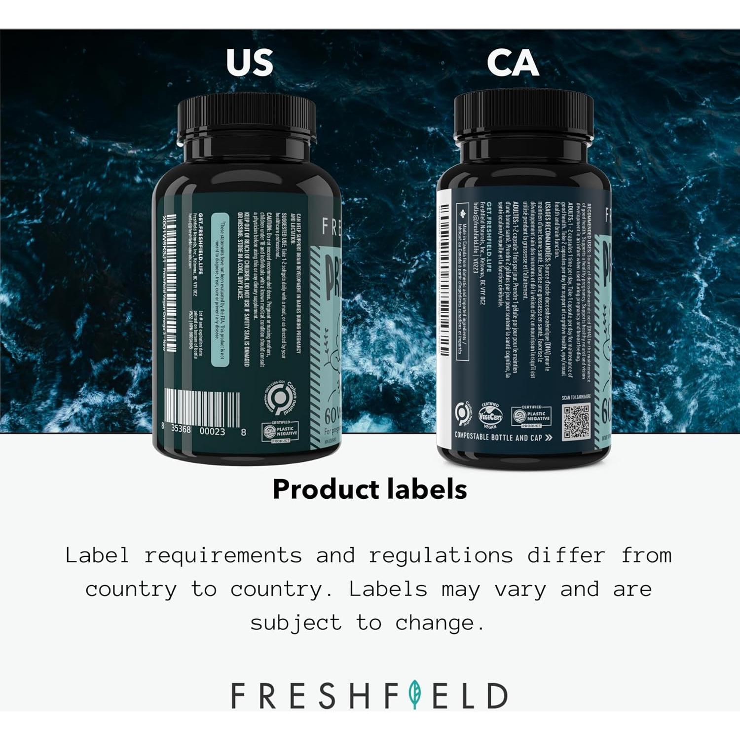 Omega 3 DHA Vegano Prenatal Freshfield 60 Cápsulas 220mg