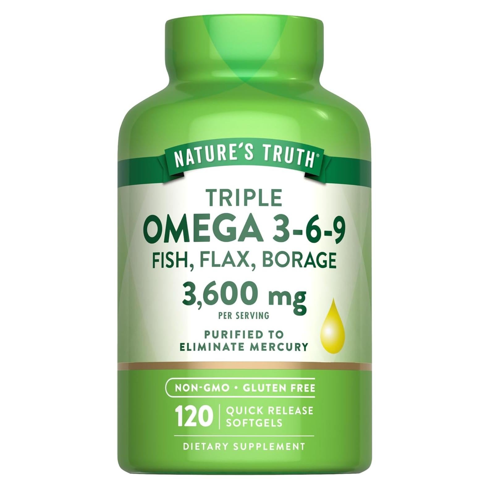 Suplemento Omega 3-6-9 Verdad de la Naturaleza 3600mg 120 Softgels