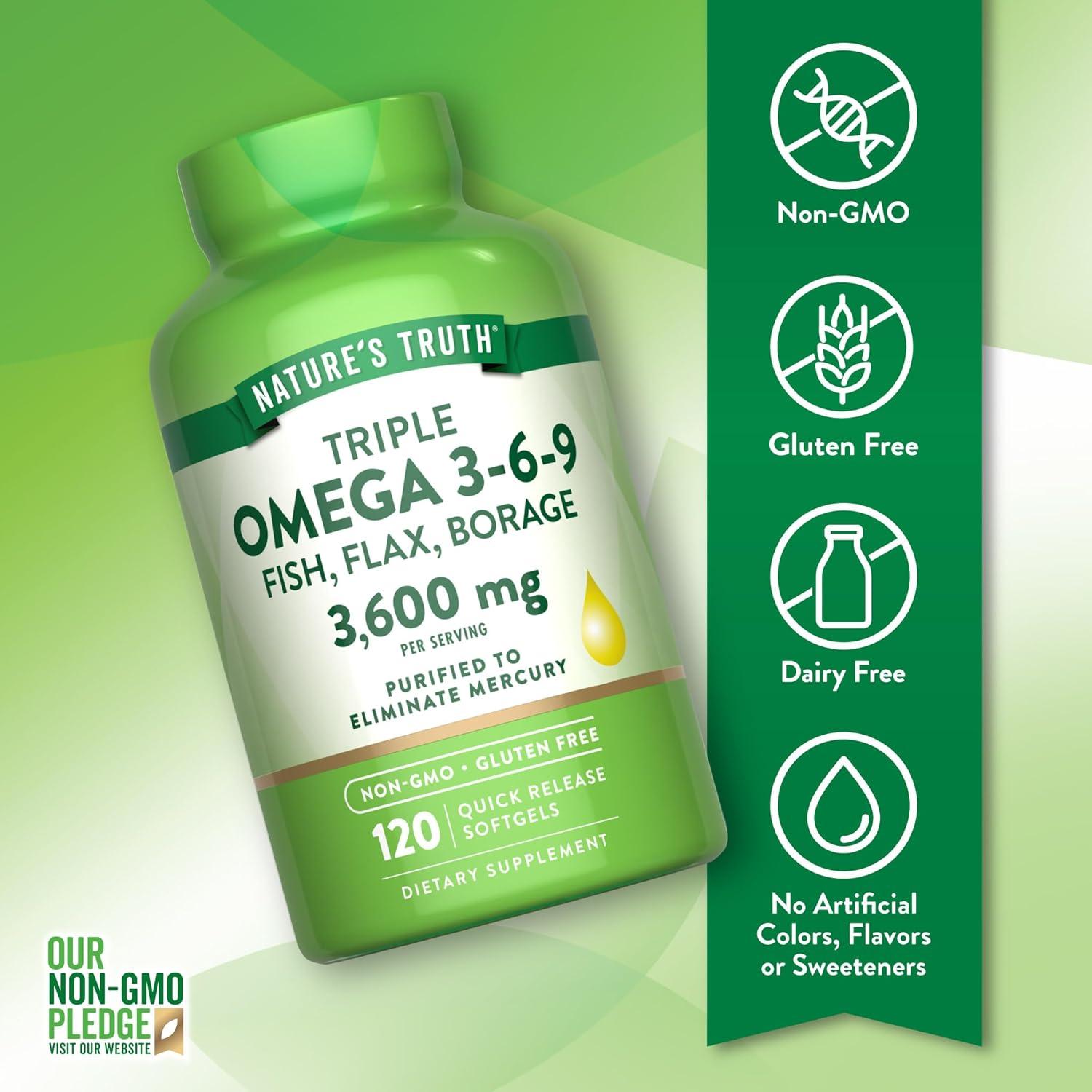 Suplemento Omega 3-6-9 Verdad de la Naturaleza 3600mg 120 Softgels