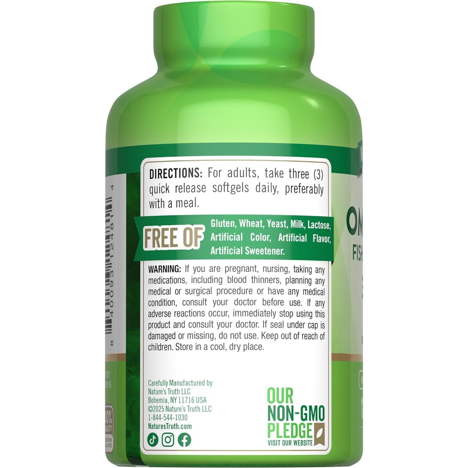 Suplemento Omega 3-6-9 Verdad de la Naturaleza 3600mg 120 Softgels